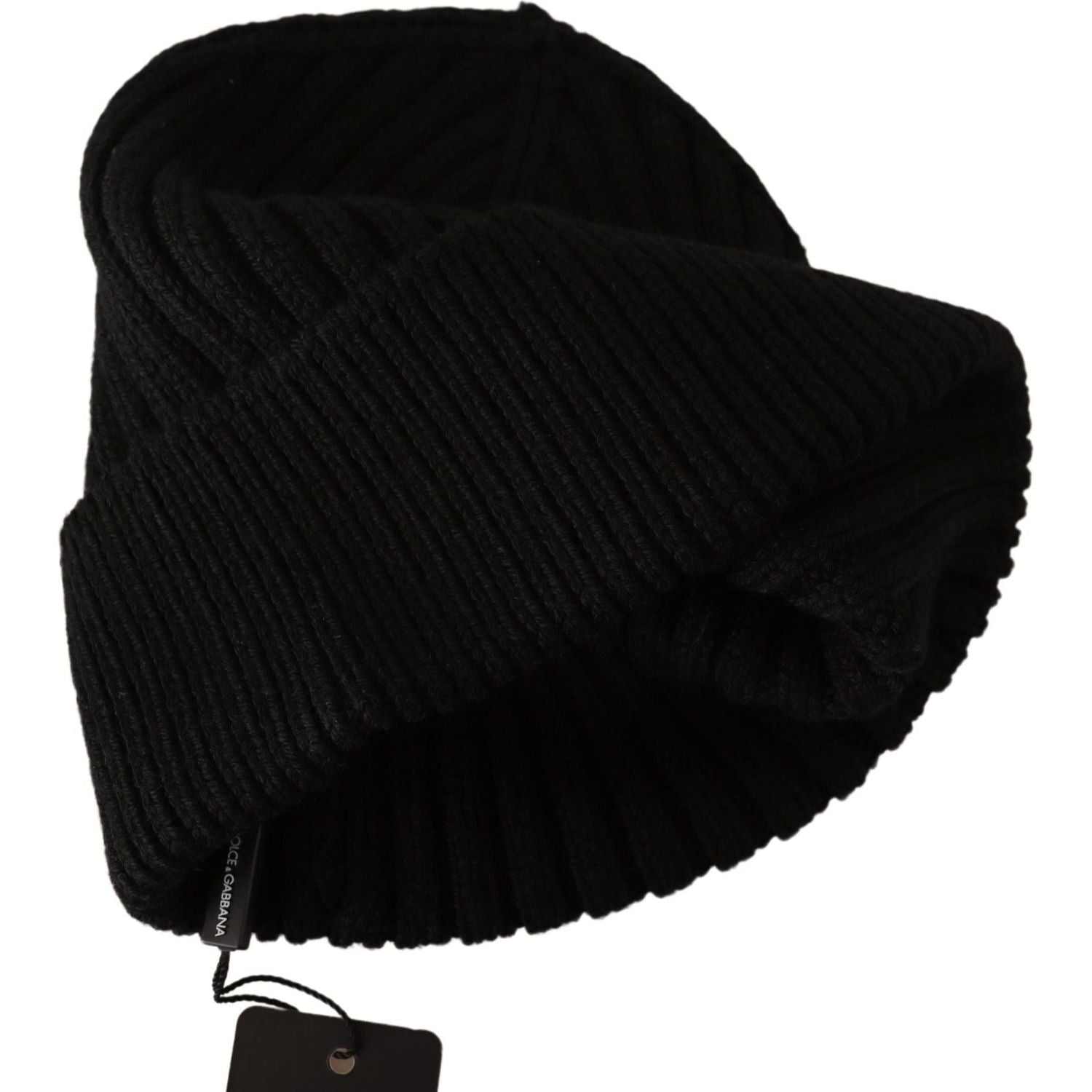 Dolce & Gabbana | Black Wool Knit Women Winter Hat Beanie Hat | McRichard Designer Brands
