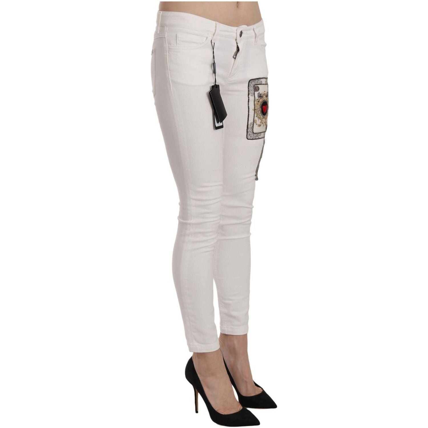 Dolce & Gabbana Queen Of Hearts Crystal Skinny Jeans
