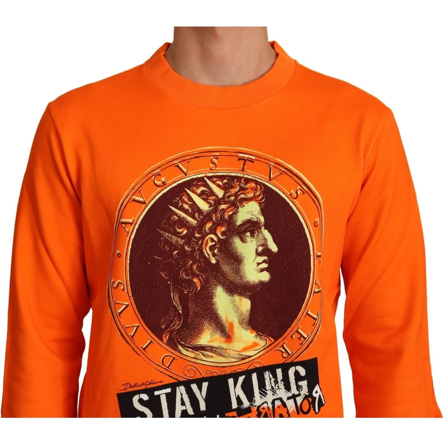 Dolce & Gabbana | Orange King Ceasar Cotton Pullover Sweater | 329.00 - McRichard Designer Brands