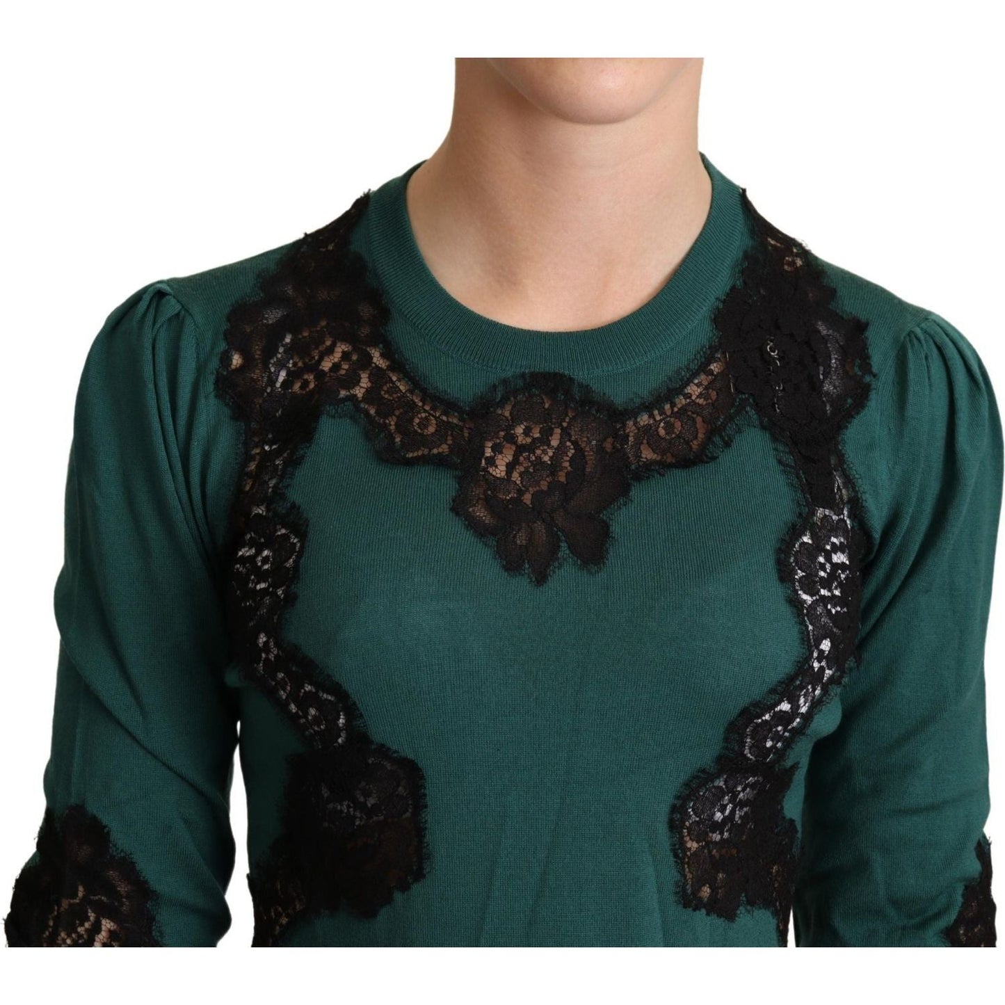 Dolce & Gabbana | Green Wool Crewneck Sweater  | McRichard Designer Brands