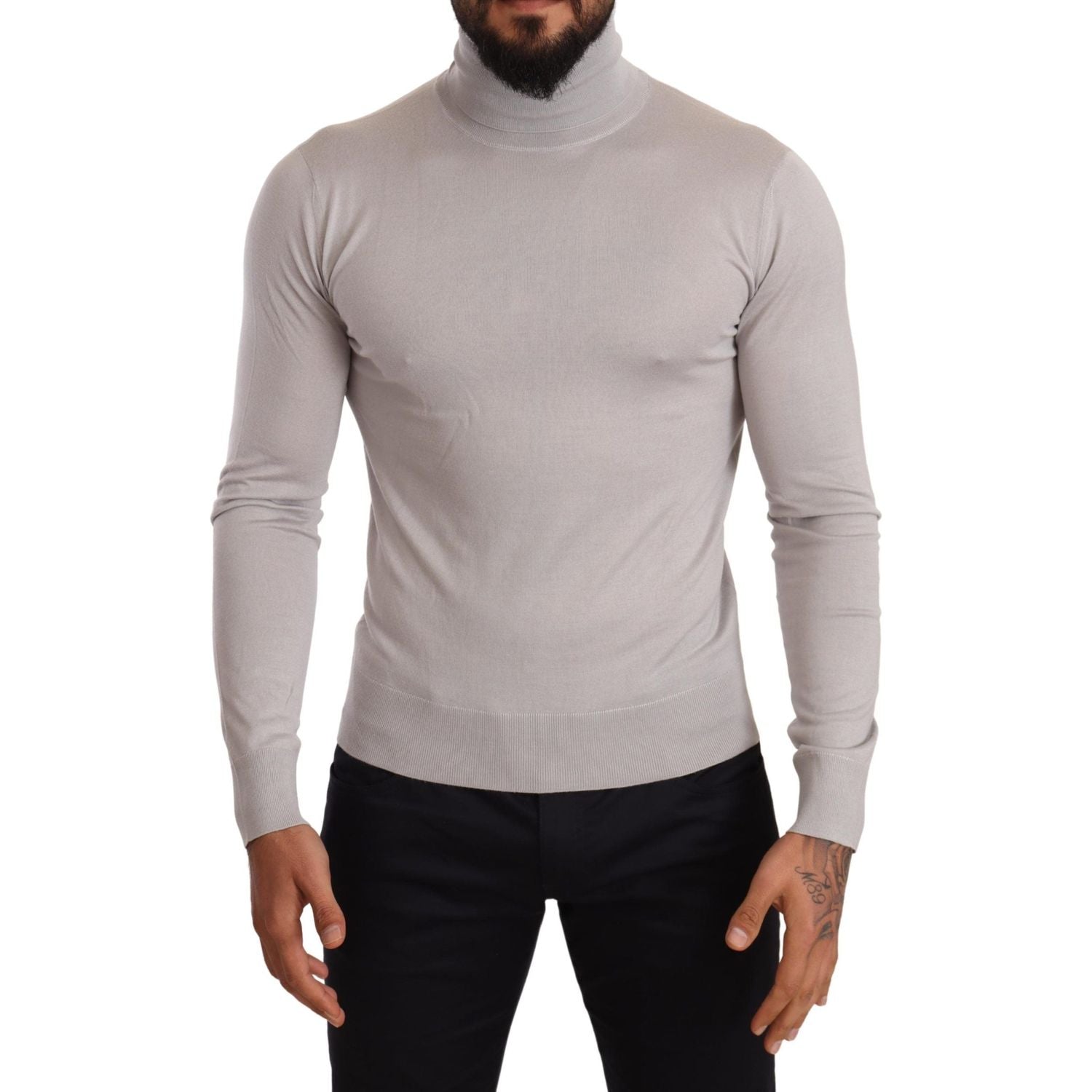 Dolce & Gabbana | Gray Cashmere Turtleneck Pullover Sweater  | McRichard Designer Brands