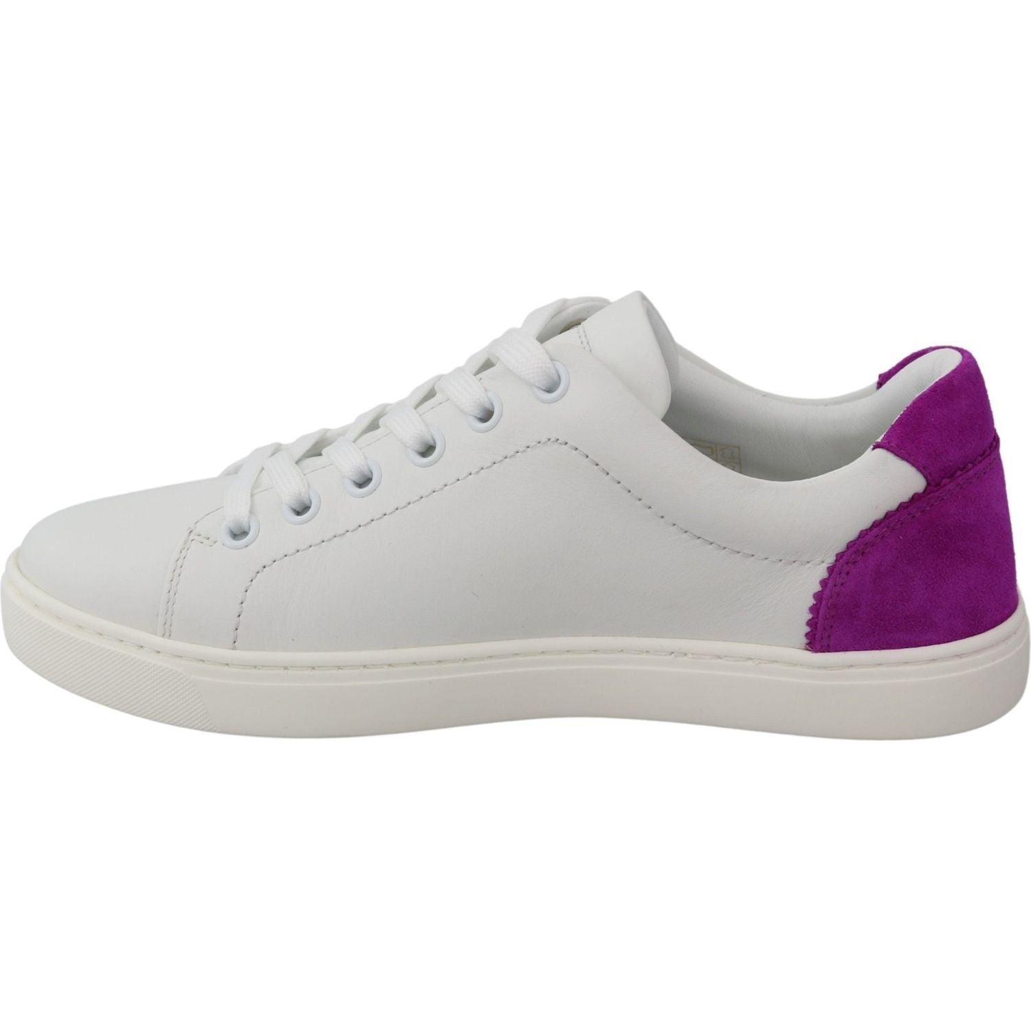 Dolce & Gabbana | White Purple Leather Logo Womens Shoes - McRichard Designer Brands