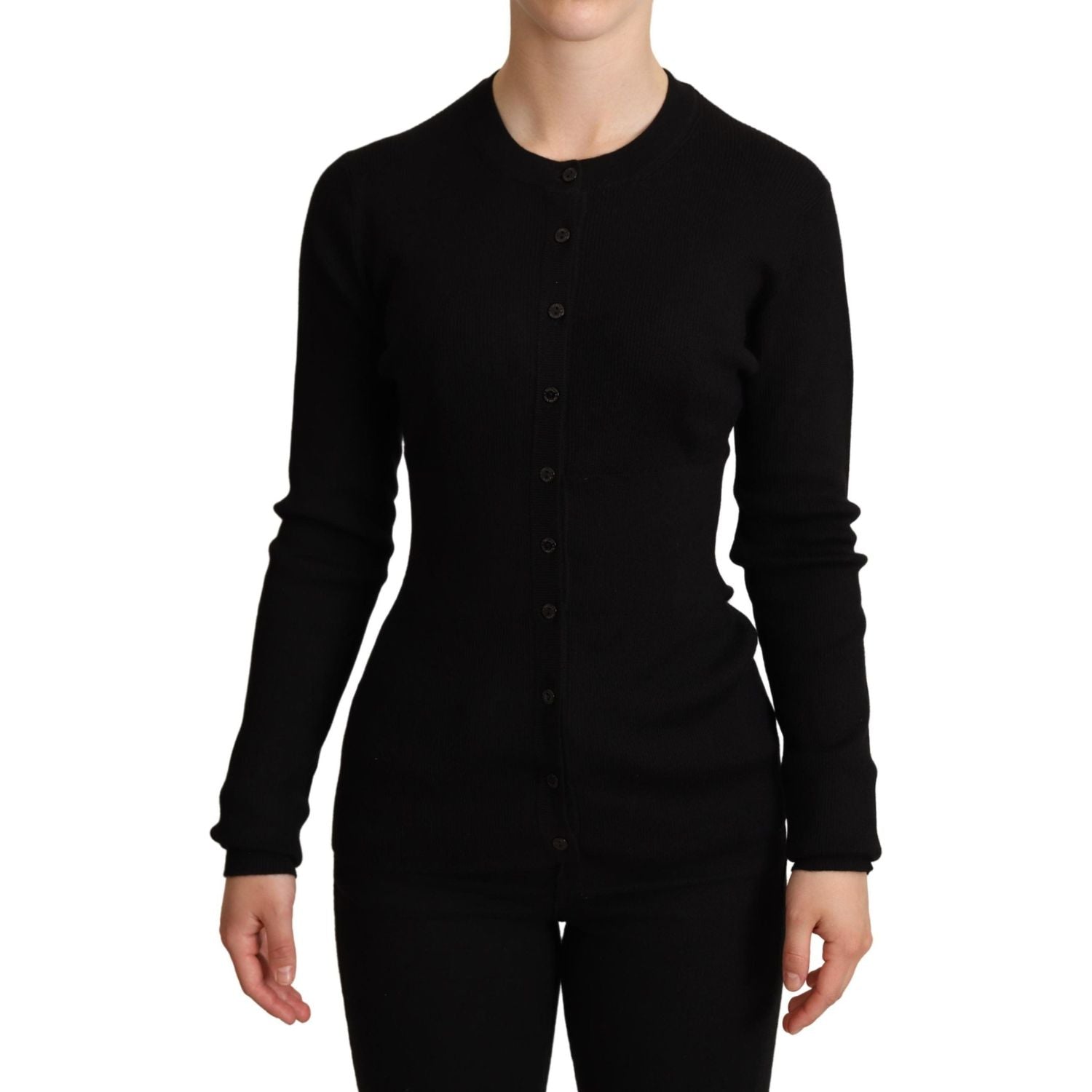 Dolce & Gabbana | Black Cashmere Button Down Cardigan Sweater  | McRichard Designer Brands