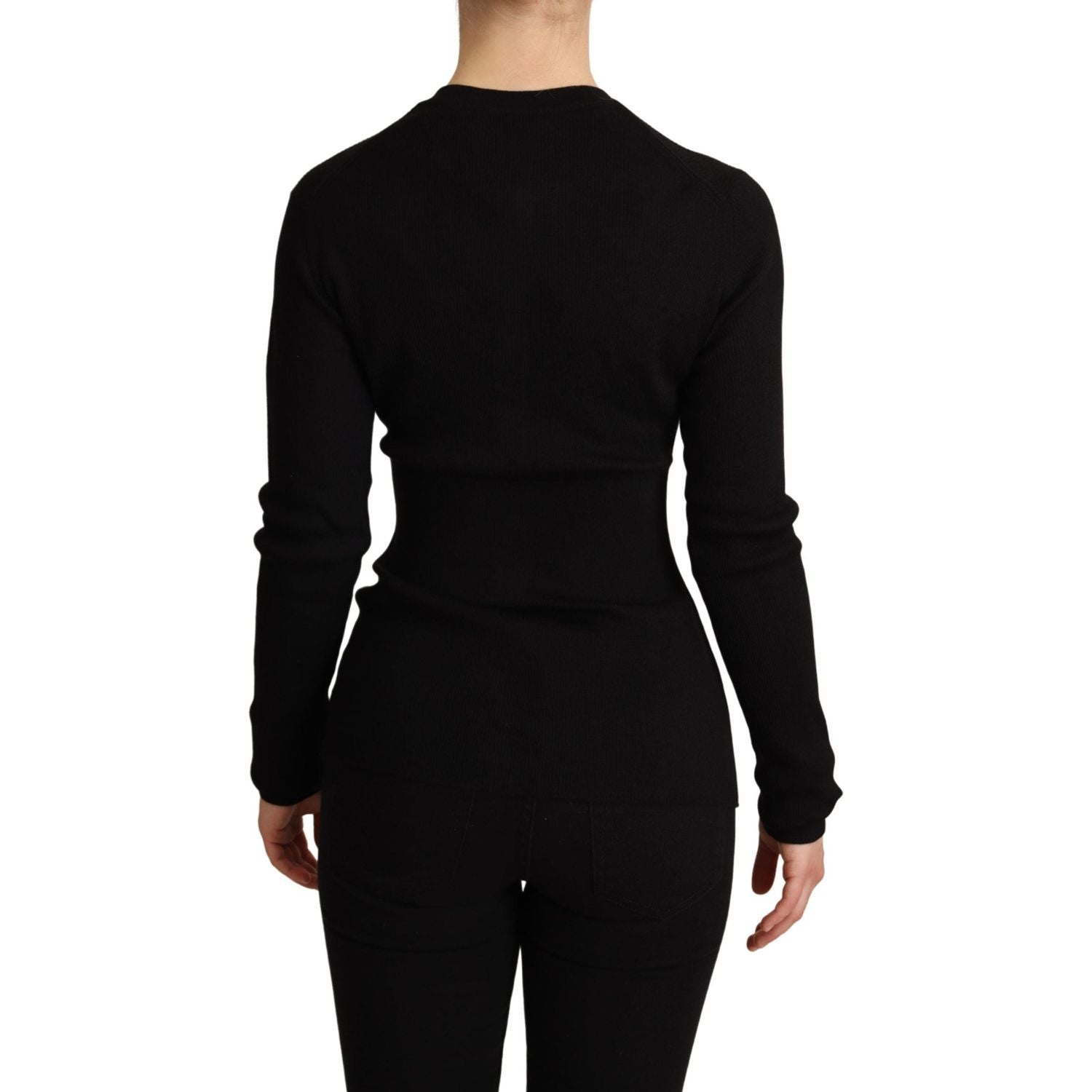Dolce & Gabbana | Black Cashmere Button Down Cardigan Sweater  | McRichard Designer Brands