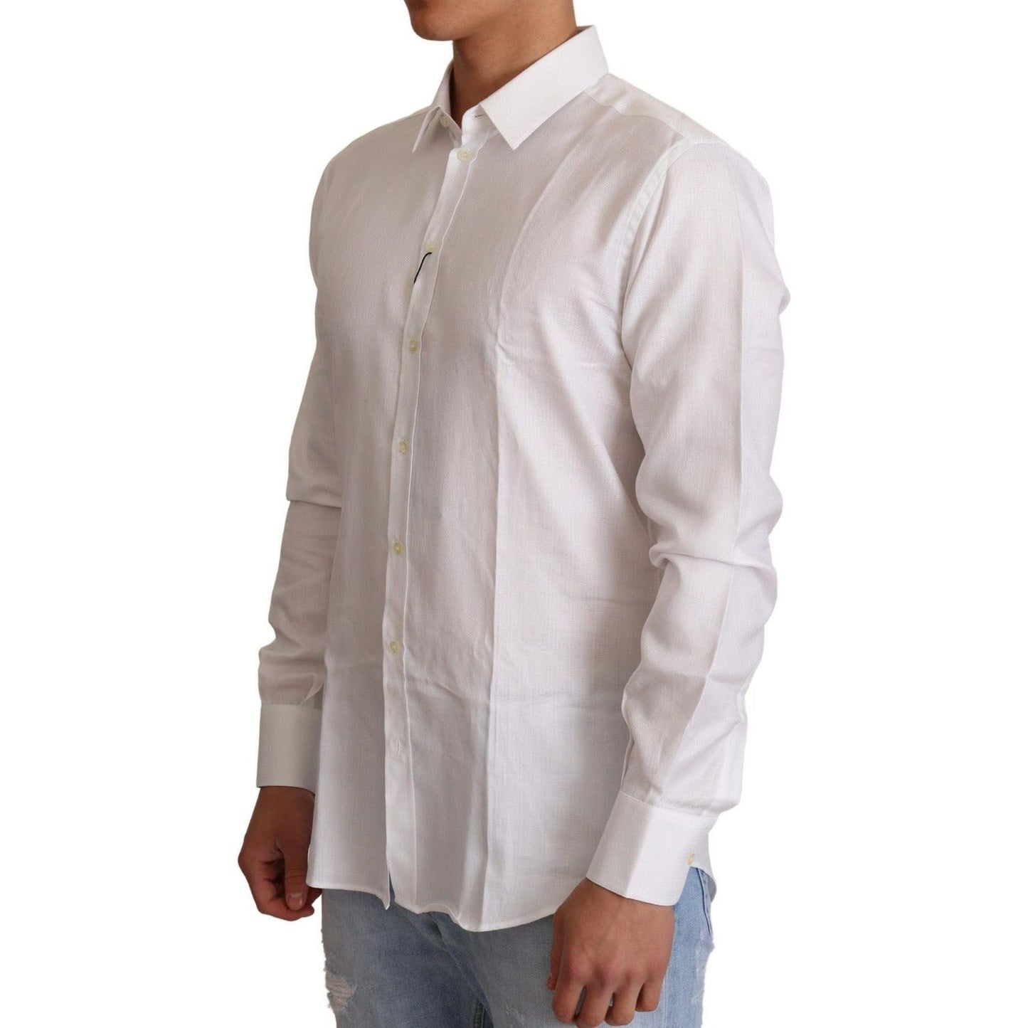 Dolce & Gabbana | White Cotton Dress Formal MARTINI Shirt | McRichard Designer Brands