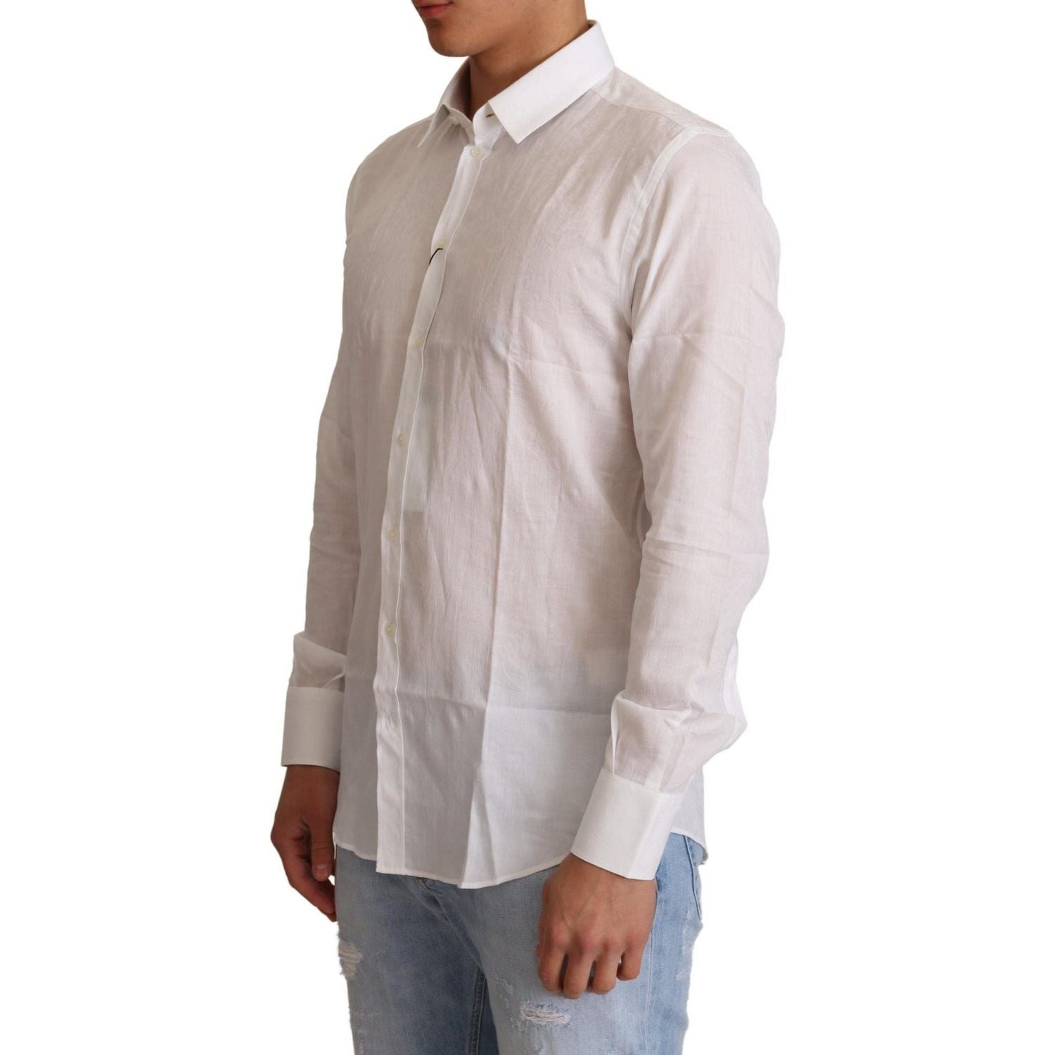 Dolce & Gabbana | White Cotton Slim Fit Mens MARTINI Shirt | McRichard Designer Brands