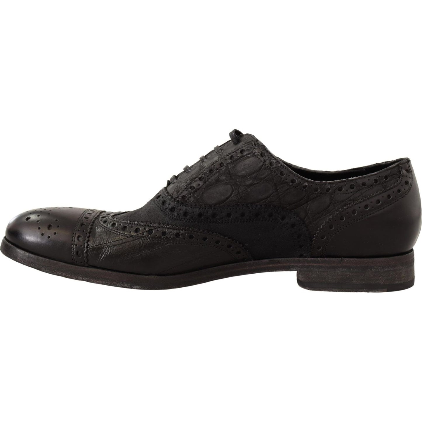 Dolce & Gabbana | Black Leather Brogue Wing Tip Men Formal Shoes MAN LOAFERS | McRichard Designer Brands