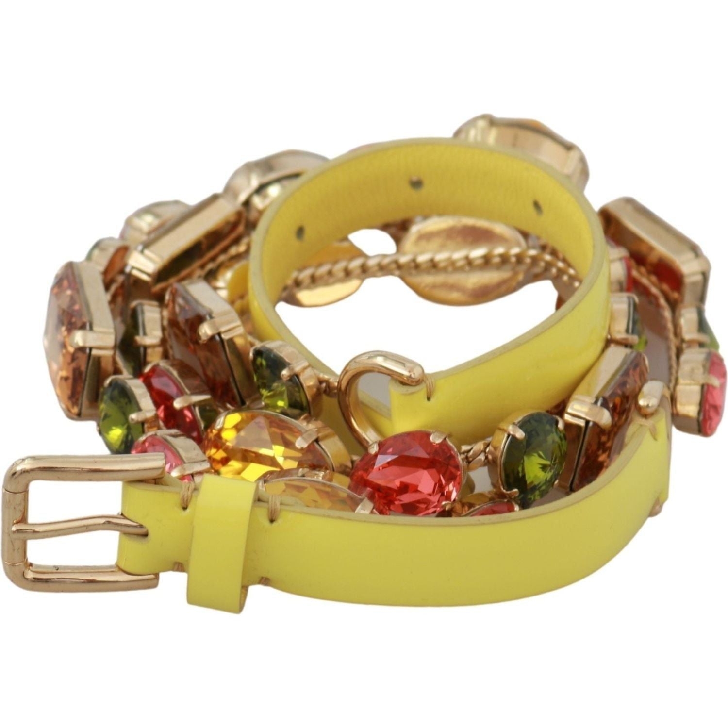 Dolce & Gabbana | Yellow Gold Multicolor Crystals Waist Belt | McRichard Designer Brands