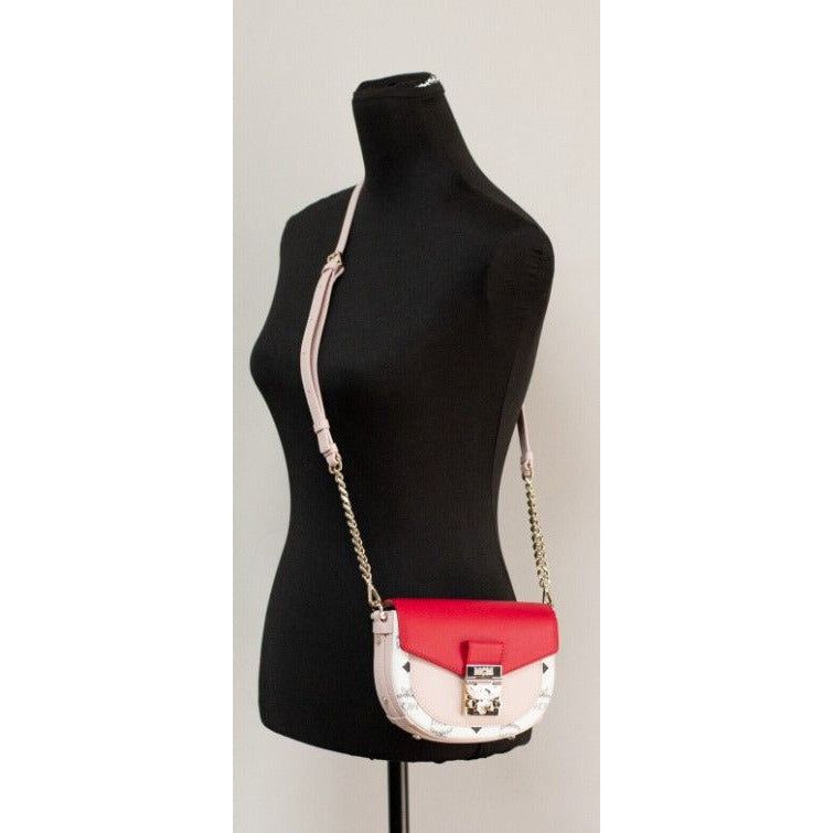 MCM | Patricia Mini Firefly Red Visetos Leather Crossbody Belt Handbag Bag Purse Crossbody Bag | McRichard Designer Brands