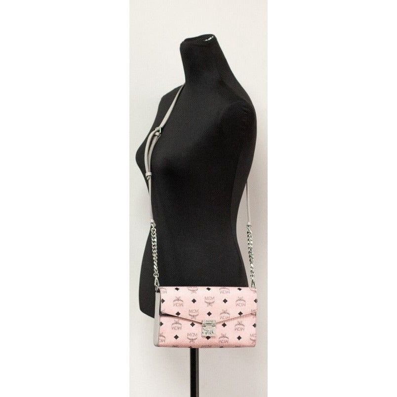 MCM | Medium Soft Pink Signature Diamond Logo Leather Clutch Crossbody Handbag Crossbody Bag | McRichard Designer Brands