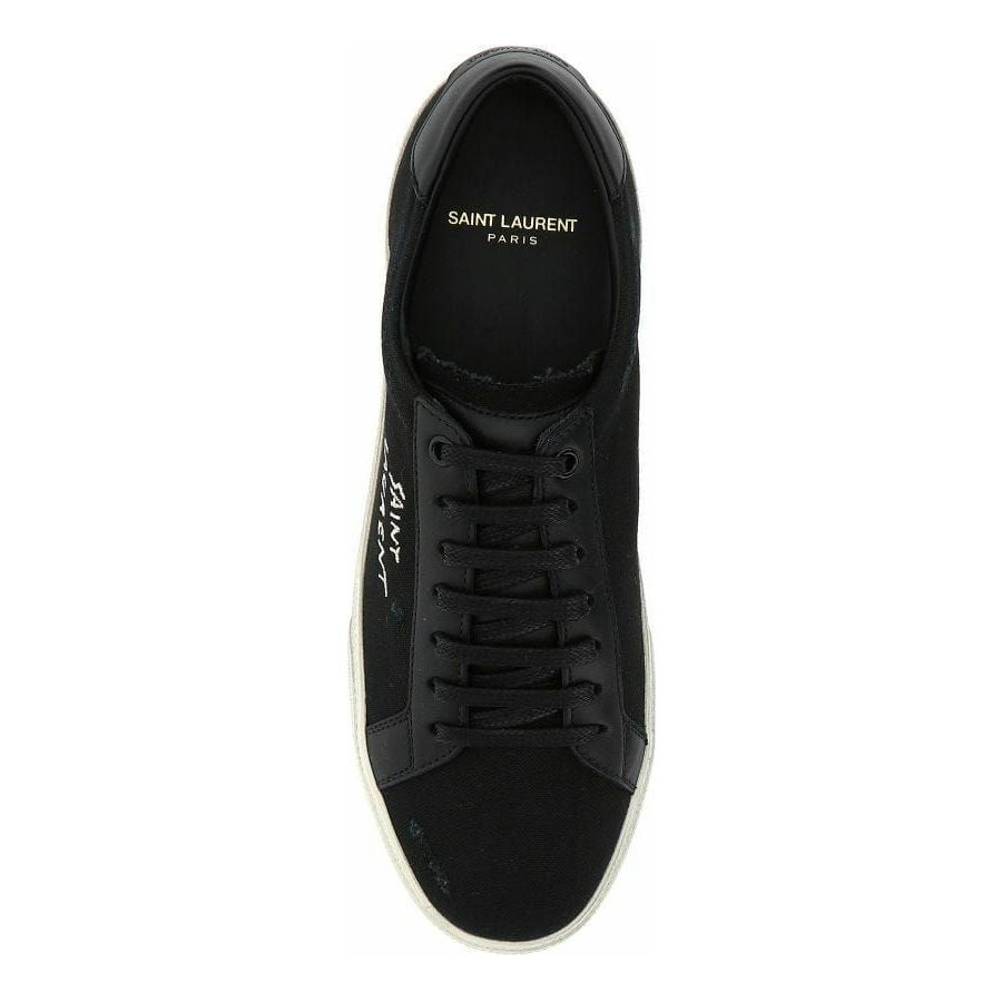 Saint Laurent | Black Canvas & Leather Low Top Sneakers MAN SNEAKERS | McRichard Designer Brands