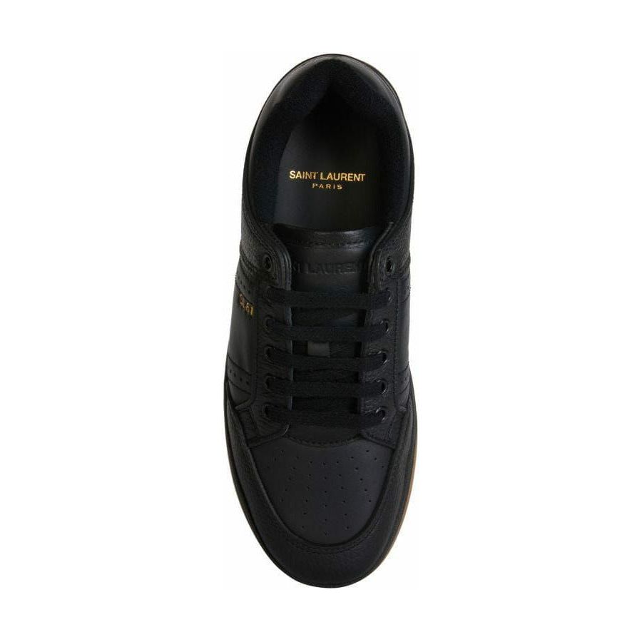 Saint Laurent | Black Calf Leather Low Top Sneakers MAN SNEAKERS | McRichard Designer Brands