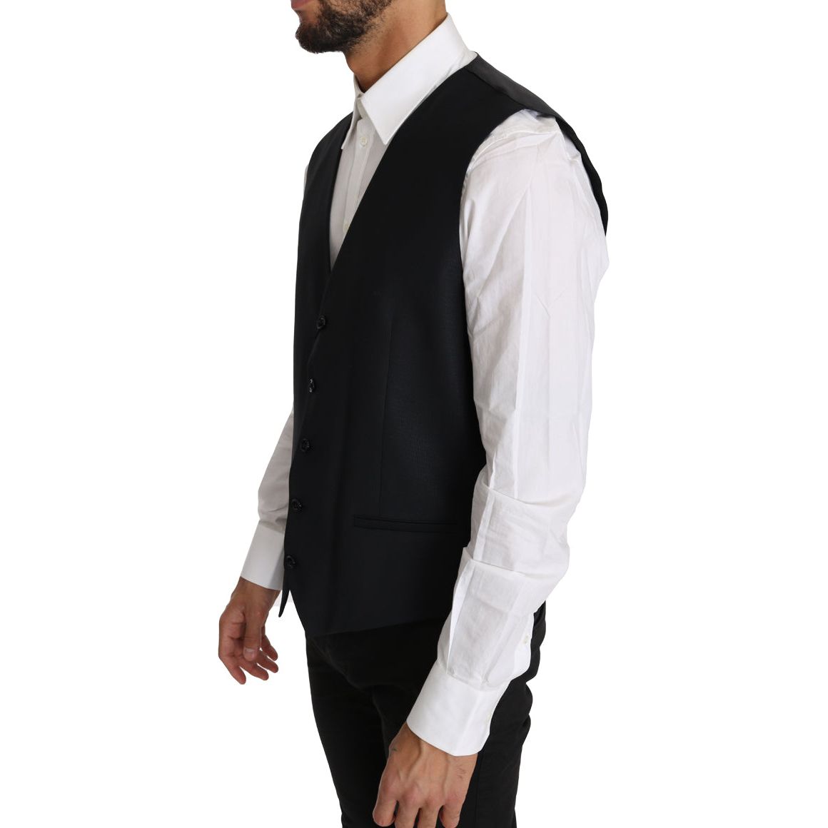 Dolce & Gabbana | Gray Wool Silk Waistcoat Vest | McRichard Designer Brands