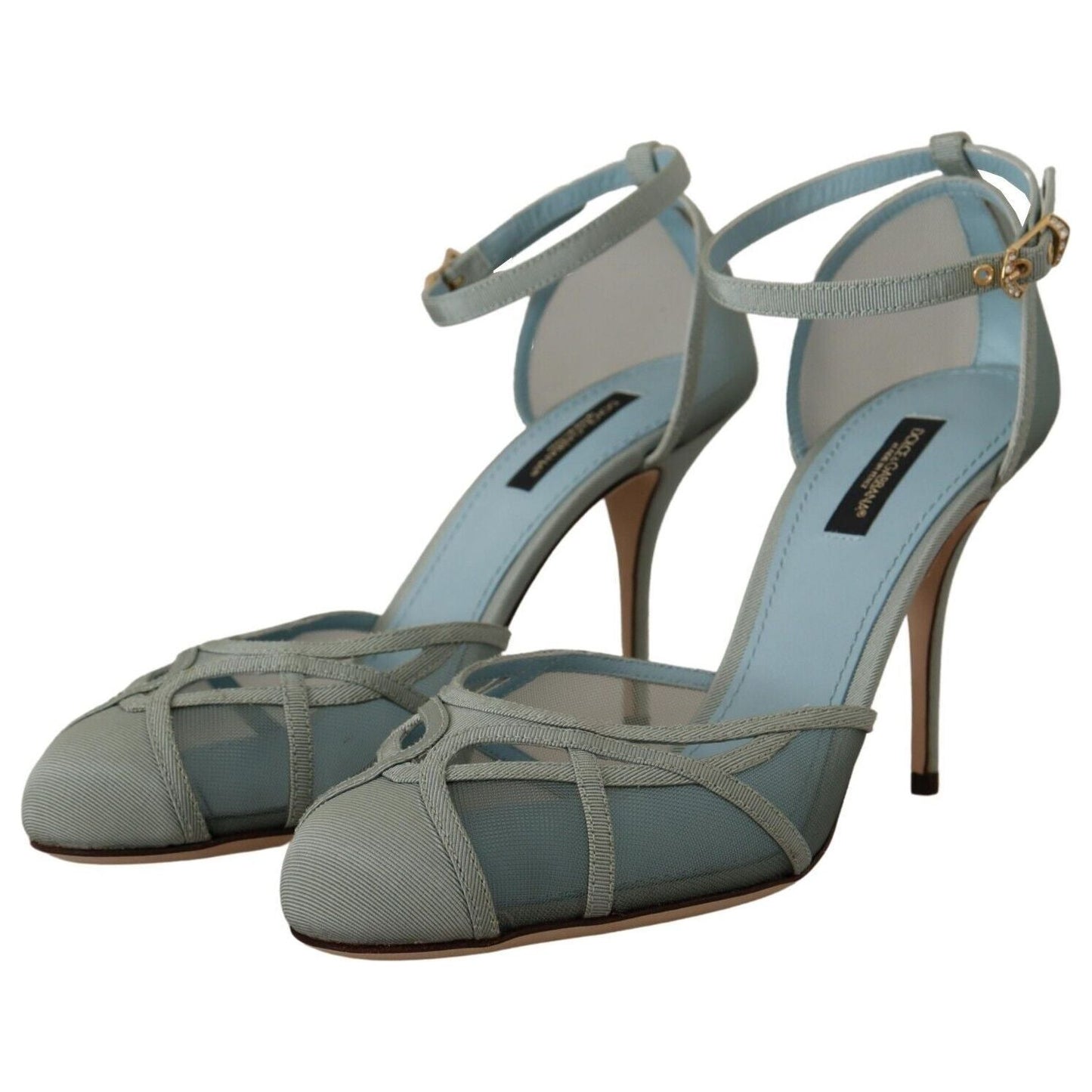 Dolce & Gabbana | Blue Mesh Ankle Strap Heels Sandals Shoes | McRichard Designer Brands