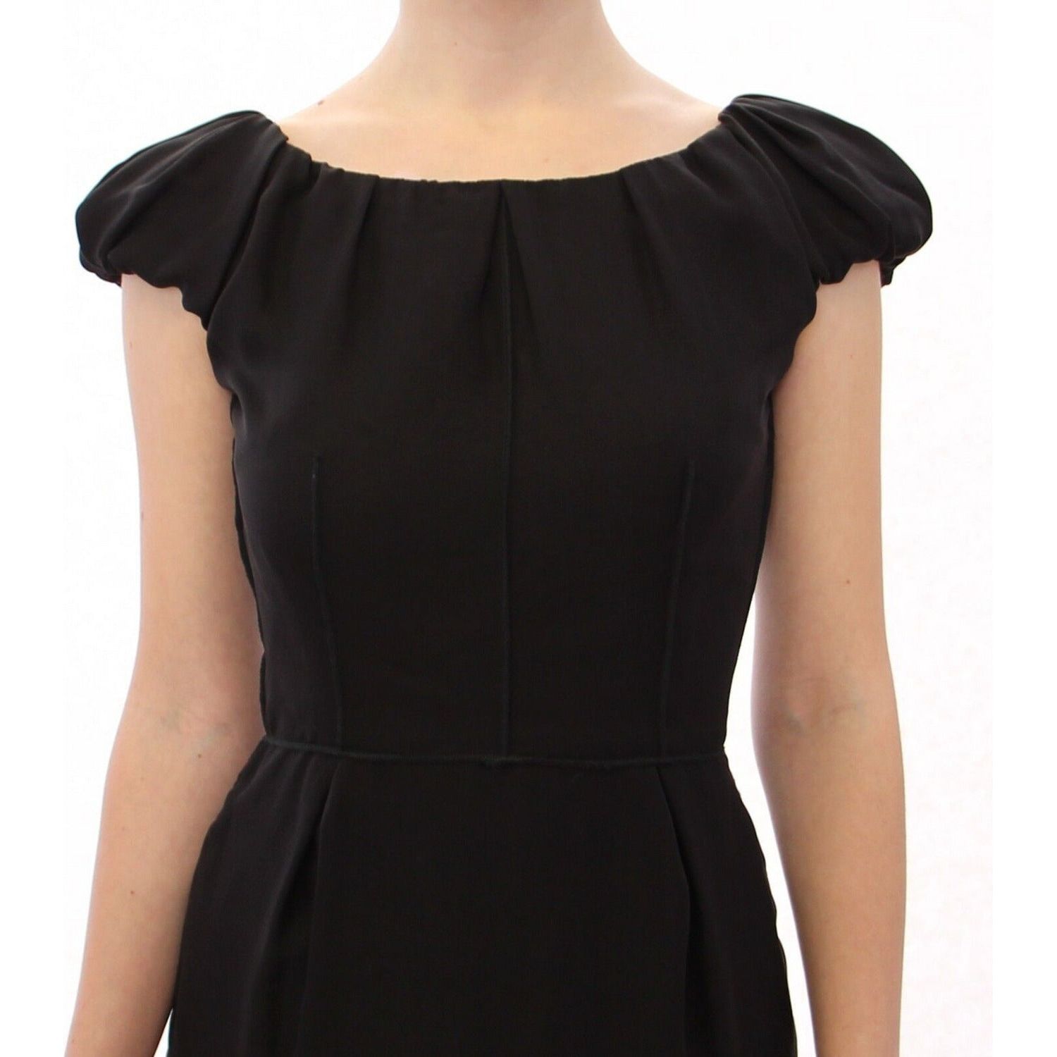 Dolce & Gabbana | Black Silk Shortsleeve Gown Maxi IT Dress WOMAN DRESSES | McRichard Designer Brands