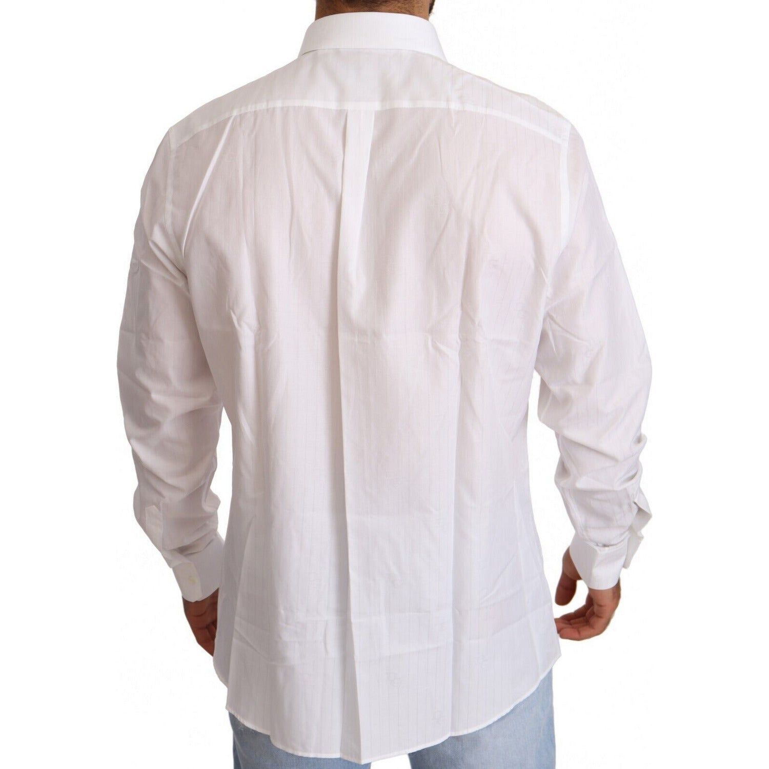Dolce & Gabbana | White Cotton Slim Fit Men MARTINI Shirt | McRichard Designer Brands