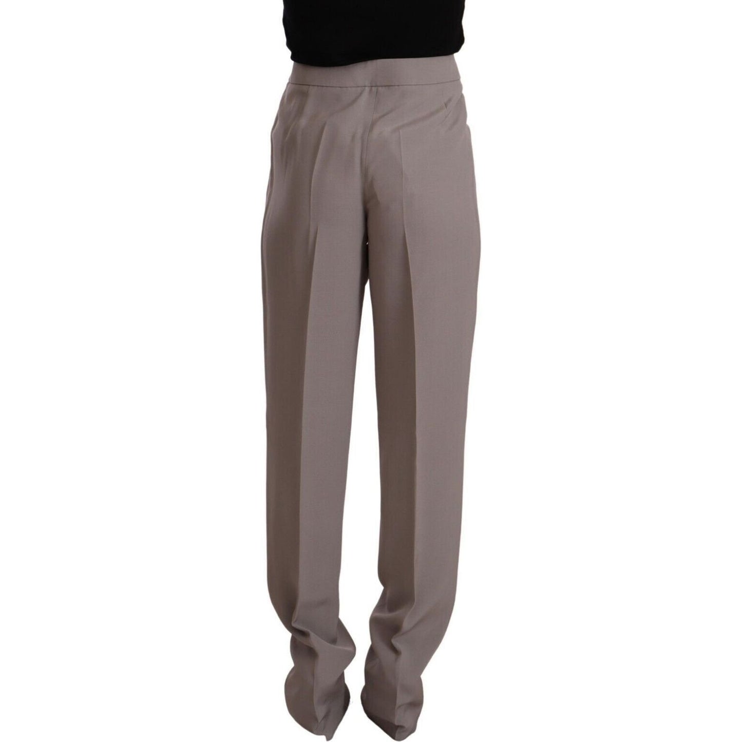 Armani | Brown High Waist Silk Tapered Long Pants | McRichard Designer Brands
