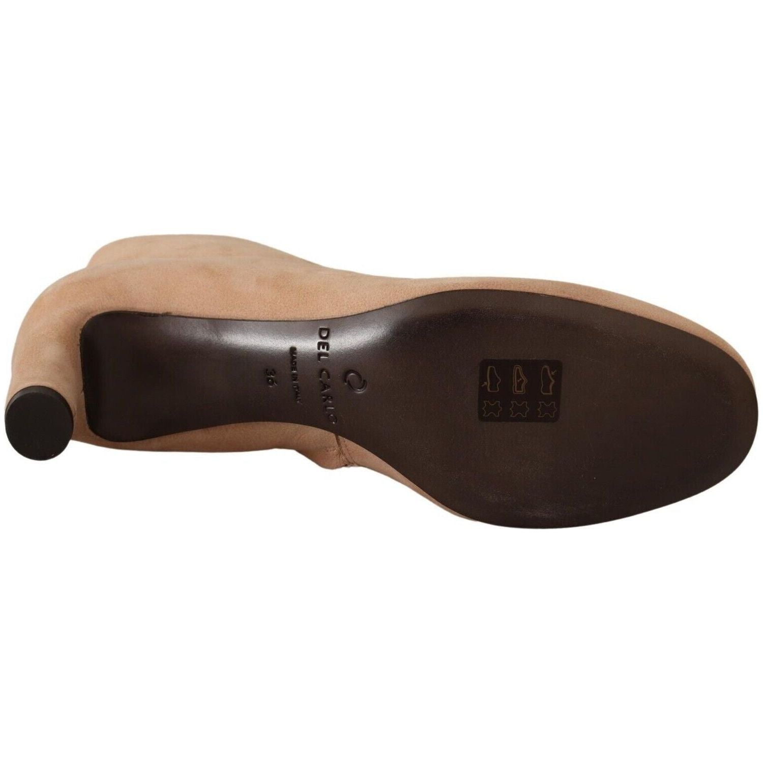 DEL CARLO | Beige Suede Leather Mid Heels Pumps Boots Shoes | McRichard Designer Brands