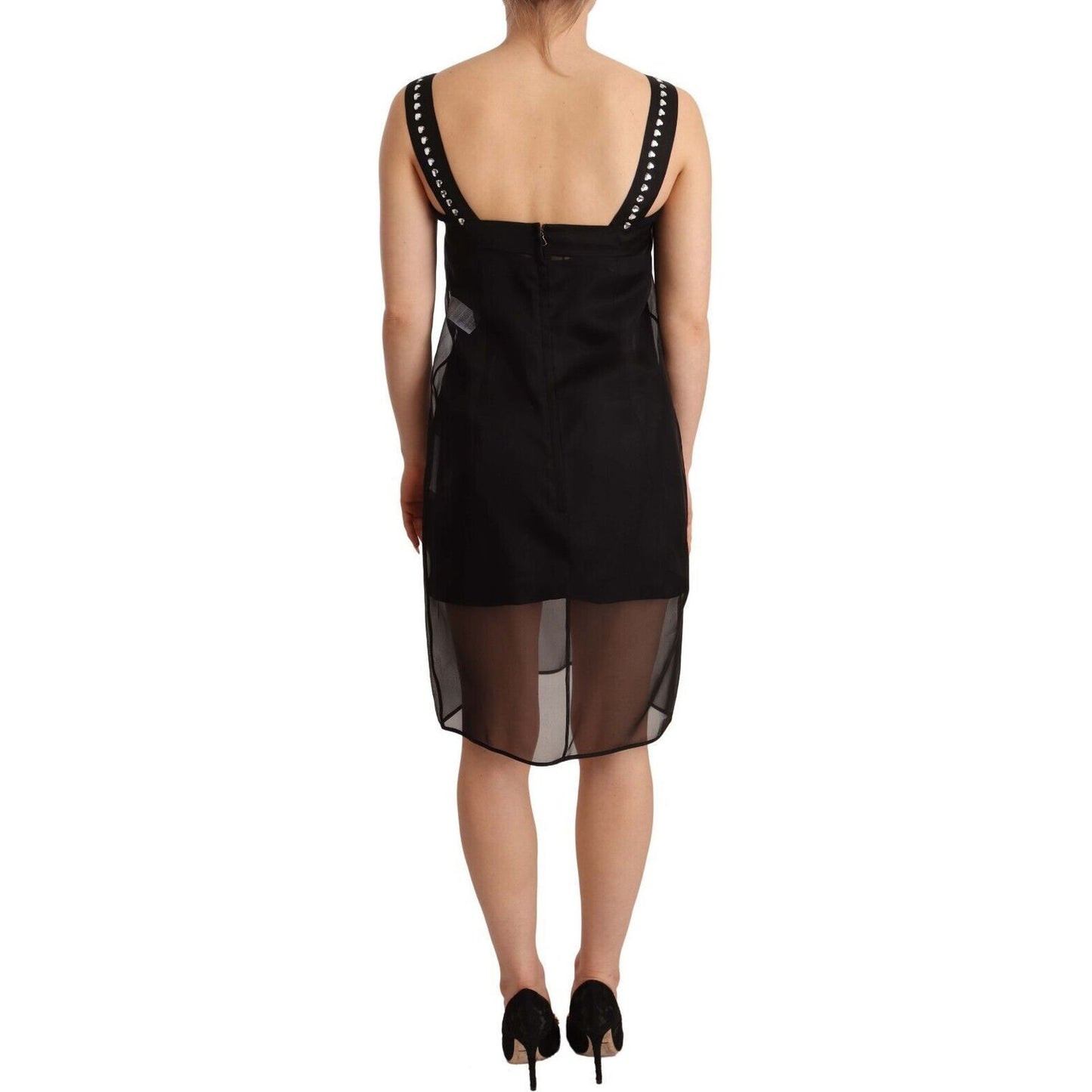 Dolce & Gabbana | Black Silk Stretch Crystal Sheath Mini Dress | McRichard Designer Brands