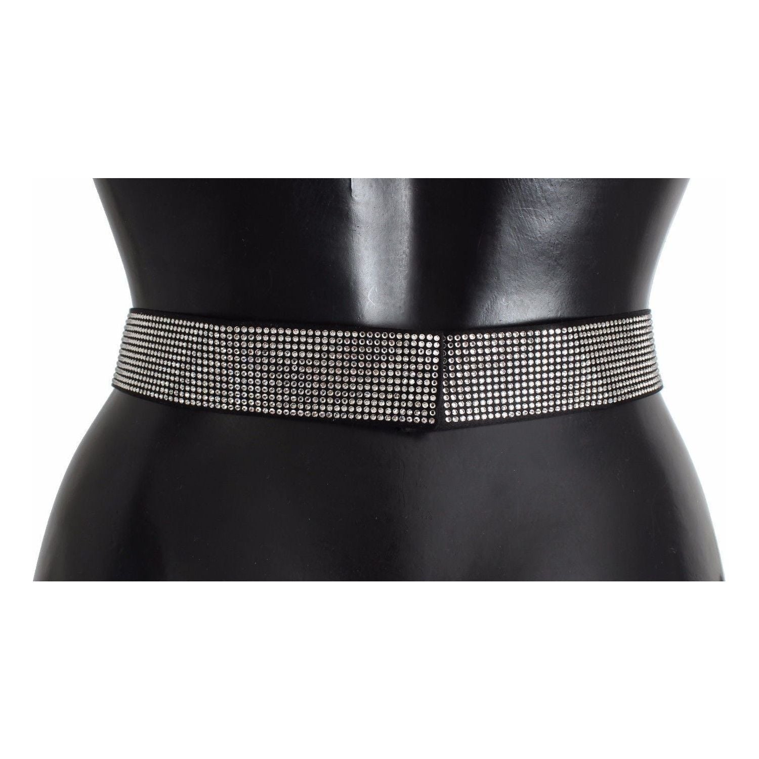 Dolce & Gabbana | Black Silk Clear Crystal Bow Waist Belt - McRichard Designer Brands