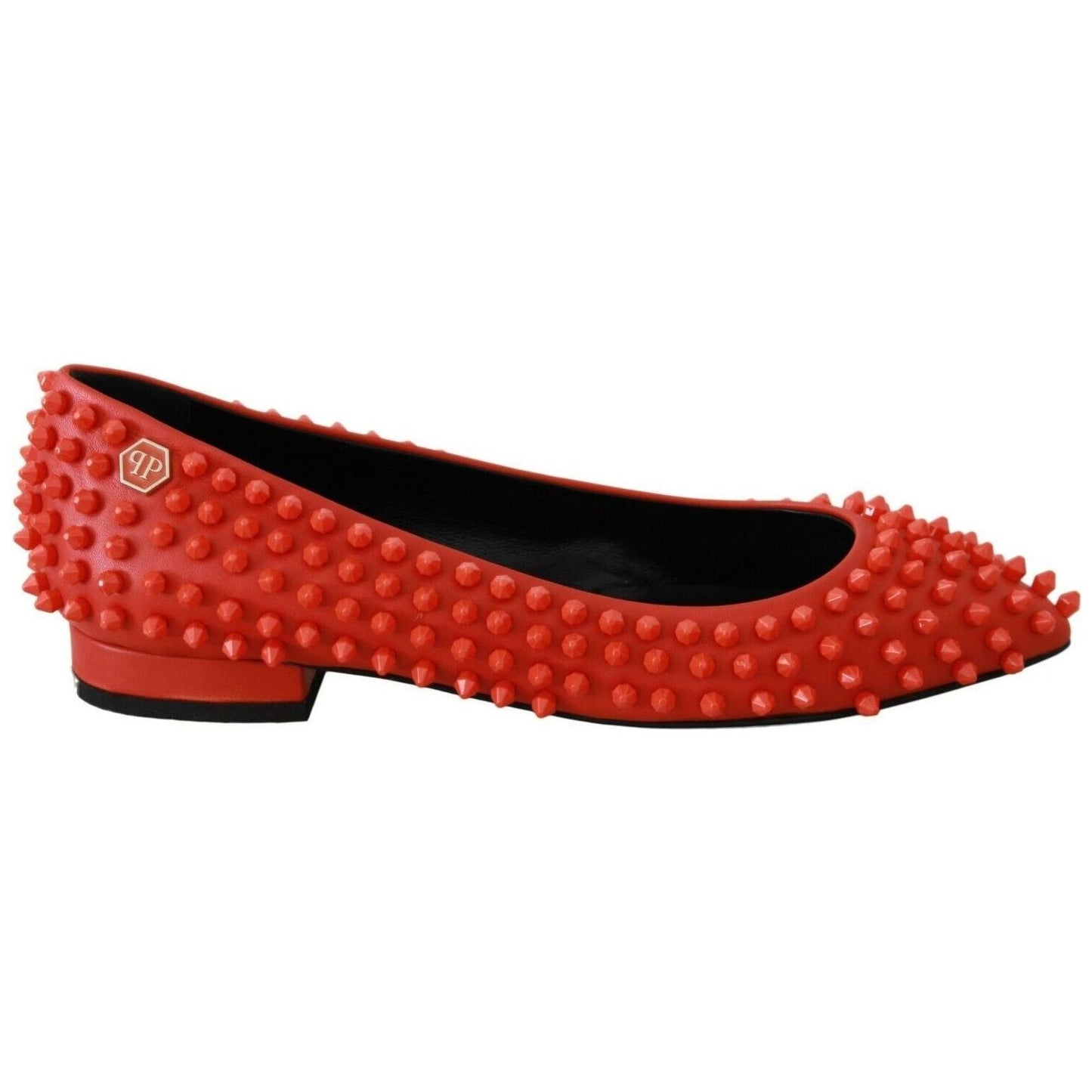 Philipp Plein | Orange Leather Ballerina WHAT I DO Flats Shoes | McRichard Designer Brands