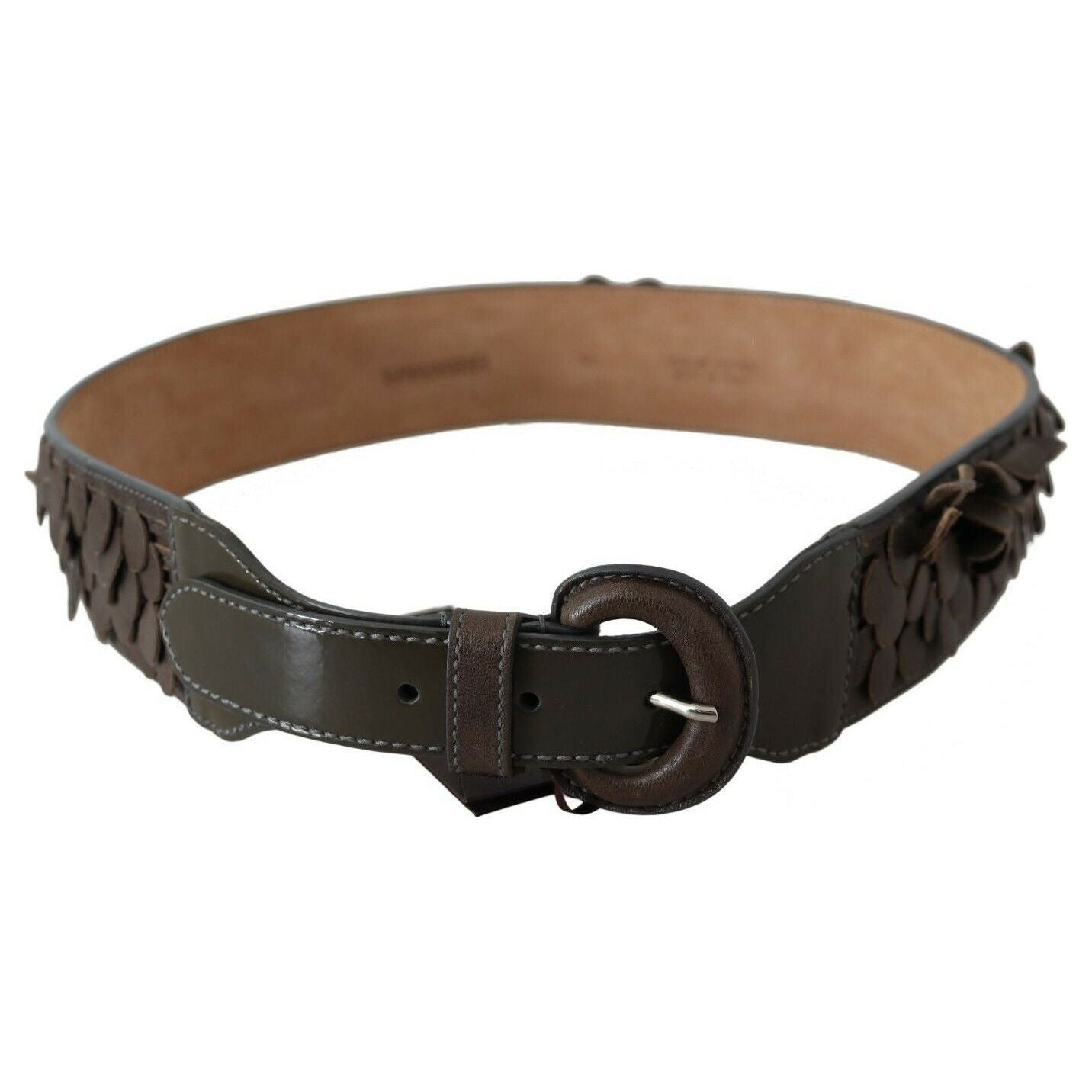 Ermanno Scervino | Dark Brown Leather Round Buckle Waist Belt  | McRichard Designer Brands