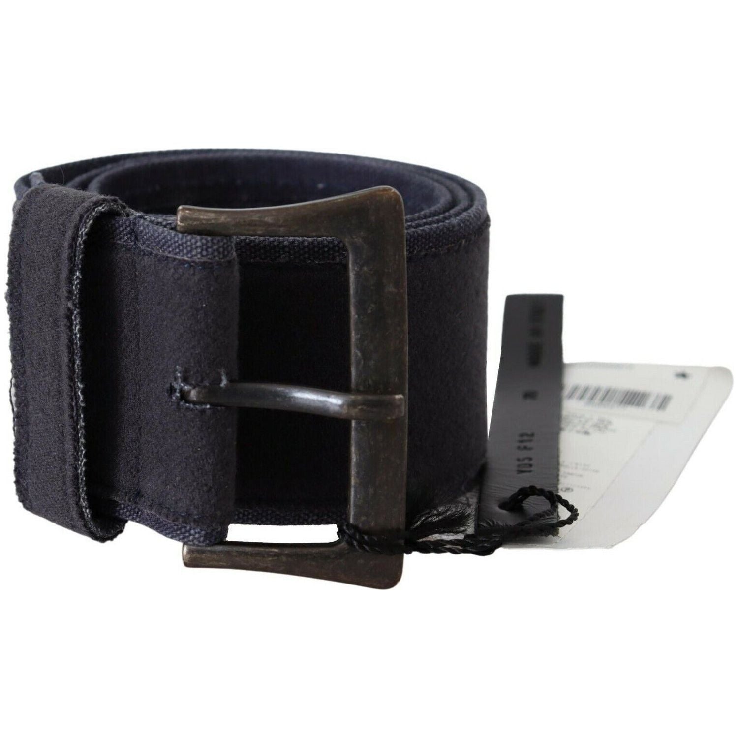 Ermanno Scervino | Black Navy Blue Wide Square Rustic Buckle Belt  | McRichard Designer Brands