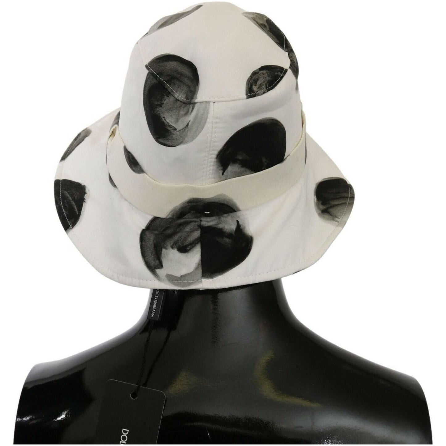 Dolce & Gabbana | White Cotton Big Polka Dot Pattern Bucket Hat WOMAN HATS | McRichard Designer Brands