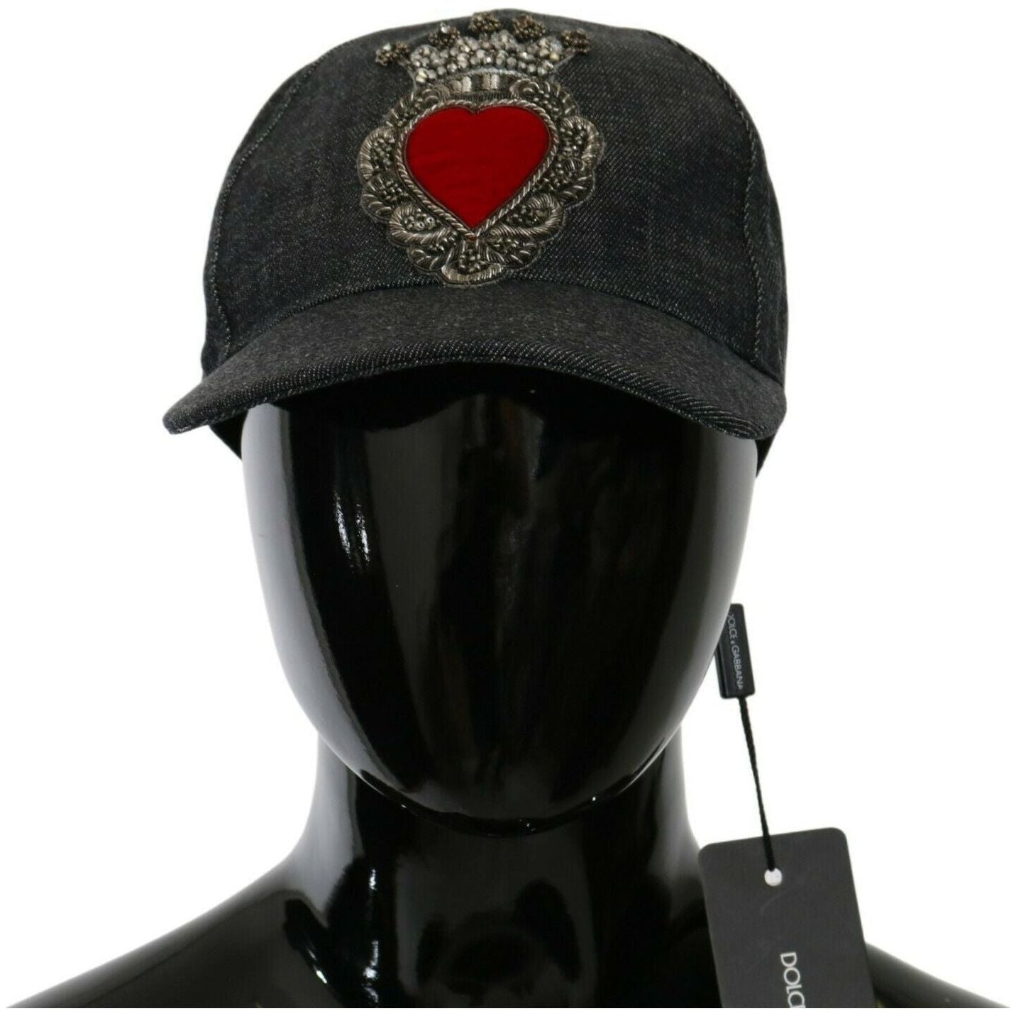 Dolce & Gabbana | Blue Denim Embroidered Heart Design Cap WOMAN HATS | McRichard Designer Brands