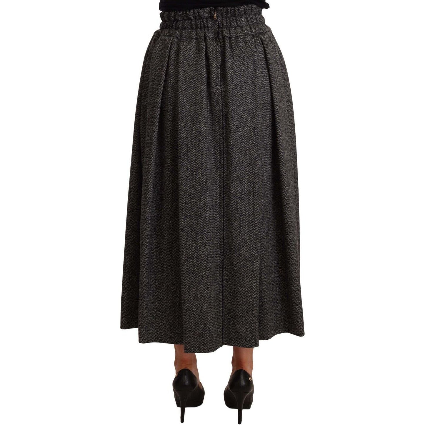 Dolce & Gabbana | Gray Wool High Waist A-line PIECE Skirt WOMAN SKIRTS | McRichard Designer Brands
