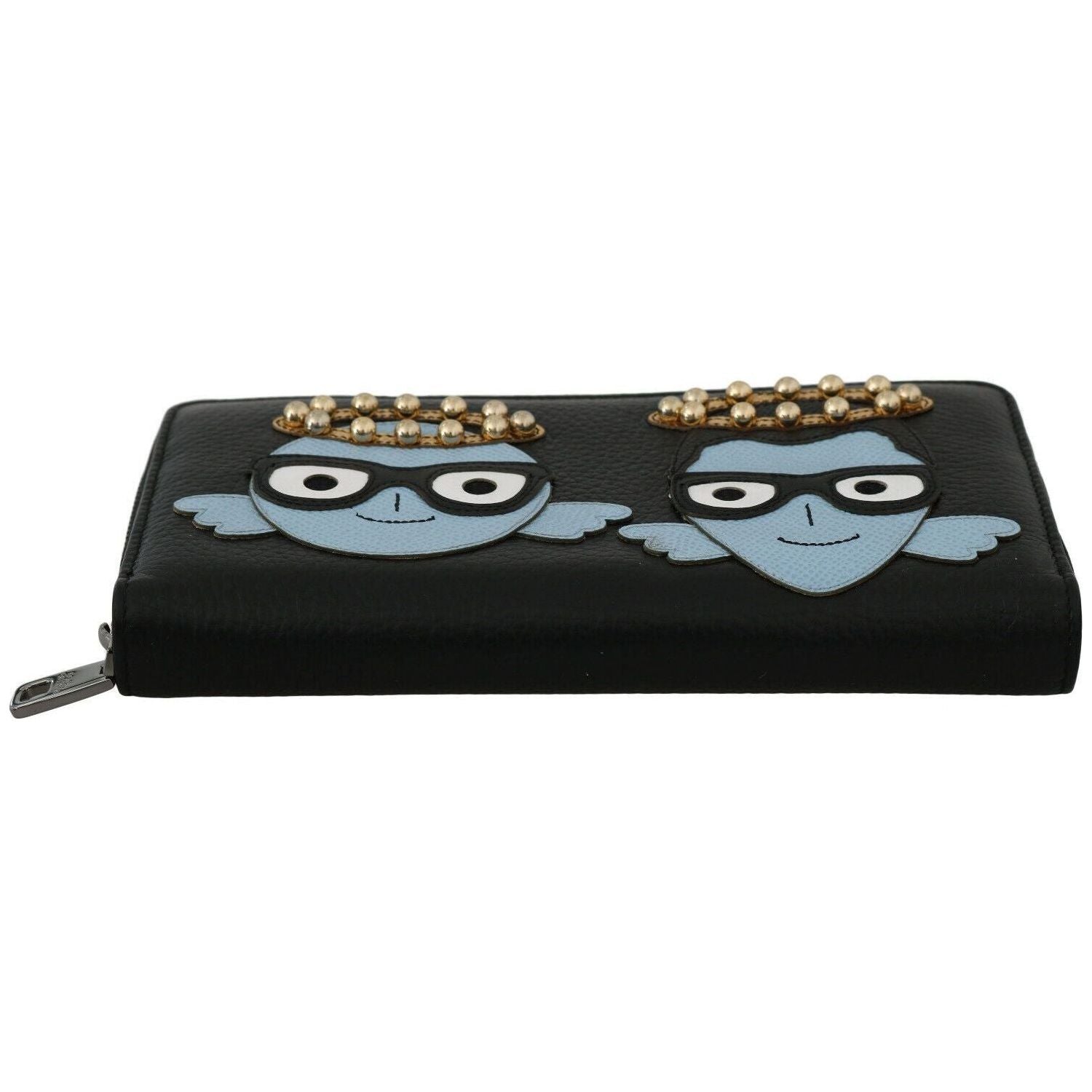 Dolce & Gabbana | Black Blue Leather #DGFAMILY Zipper Continental Wallet | McRichard Designer Brands