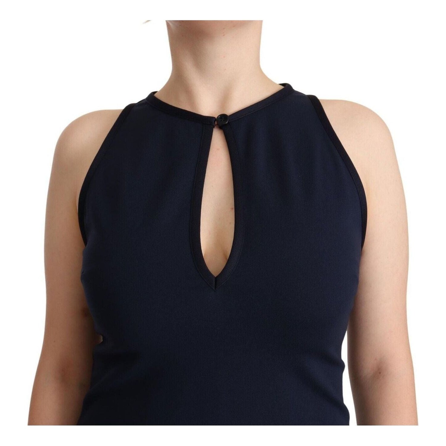 John Galliano | Navy Blue Sleeveless Sheath Knee Length Dress WOMAN DRESSES | McRichard Designer Brands