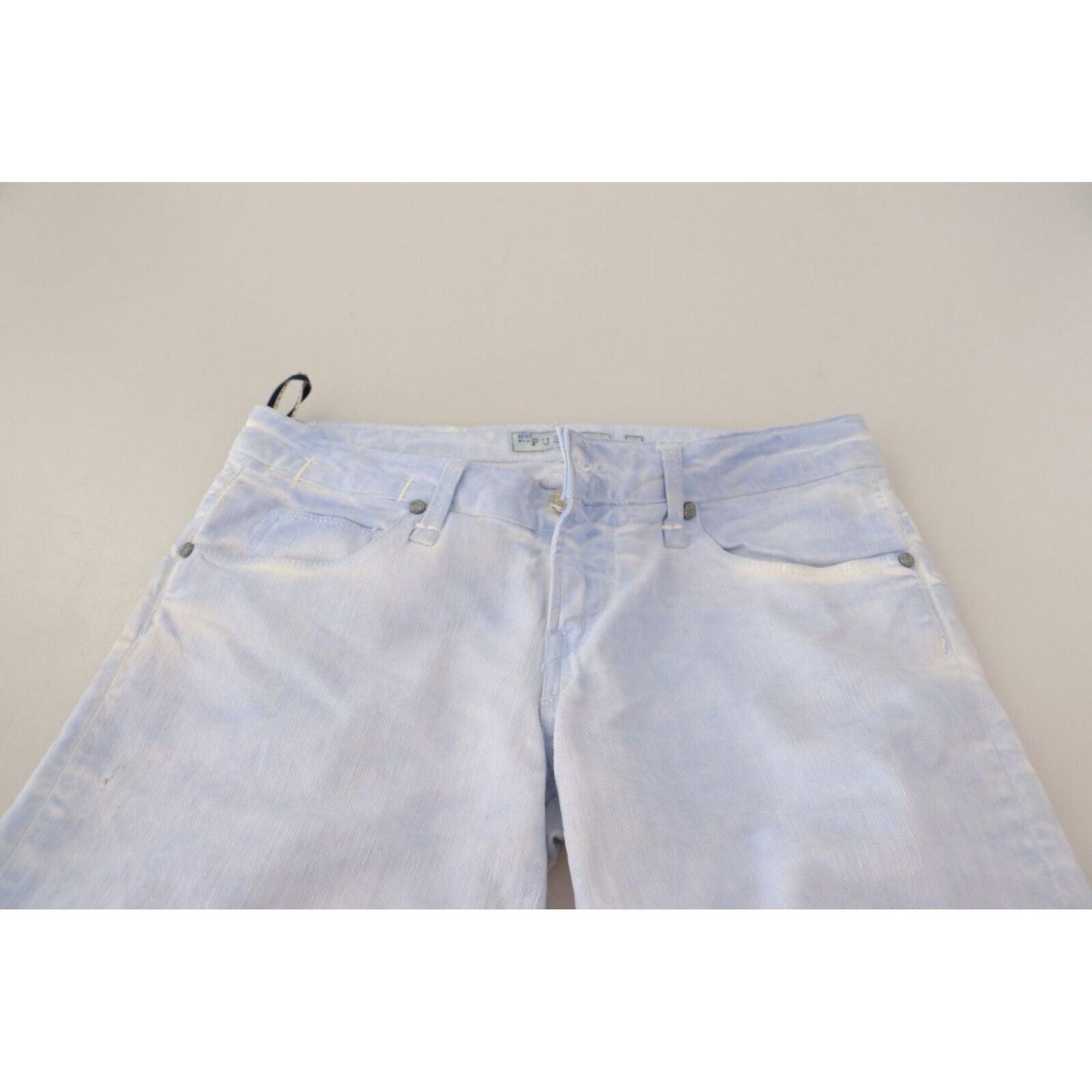 Acht | Light Blue Cotton Folded Hem Denim Skinny Women Trouser Jeans Jeans & Pants | McRichard Designer Brands