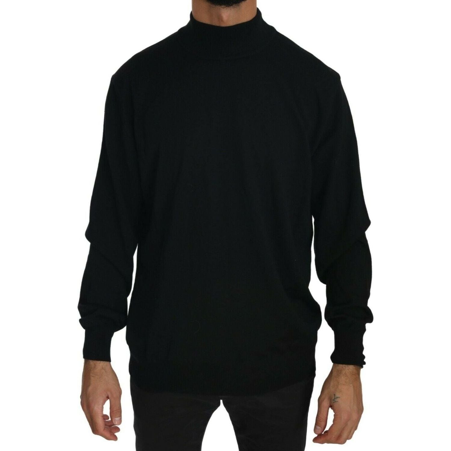 MILA SCHÖN | Black Turtle Neck Pullover Top Virgin Wool Sweater  | McRichard Designer Brands
