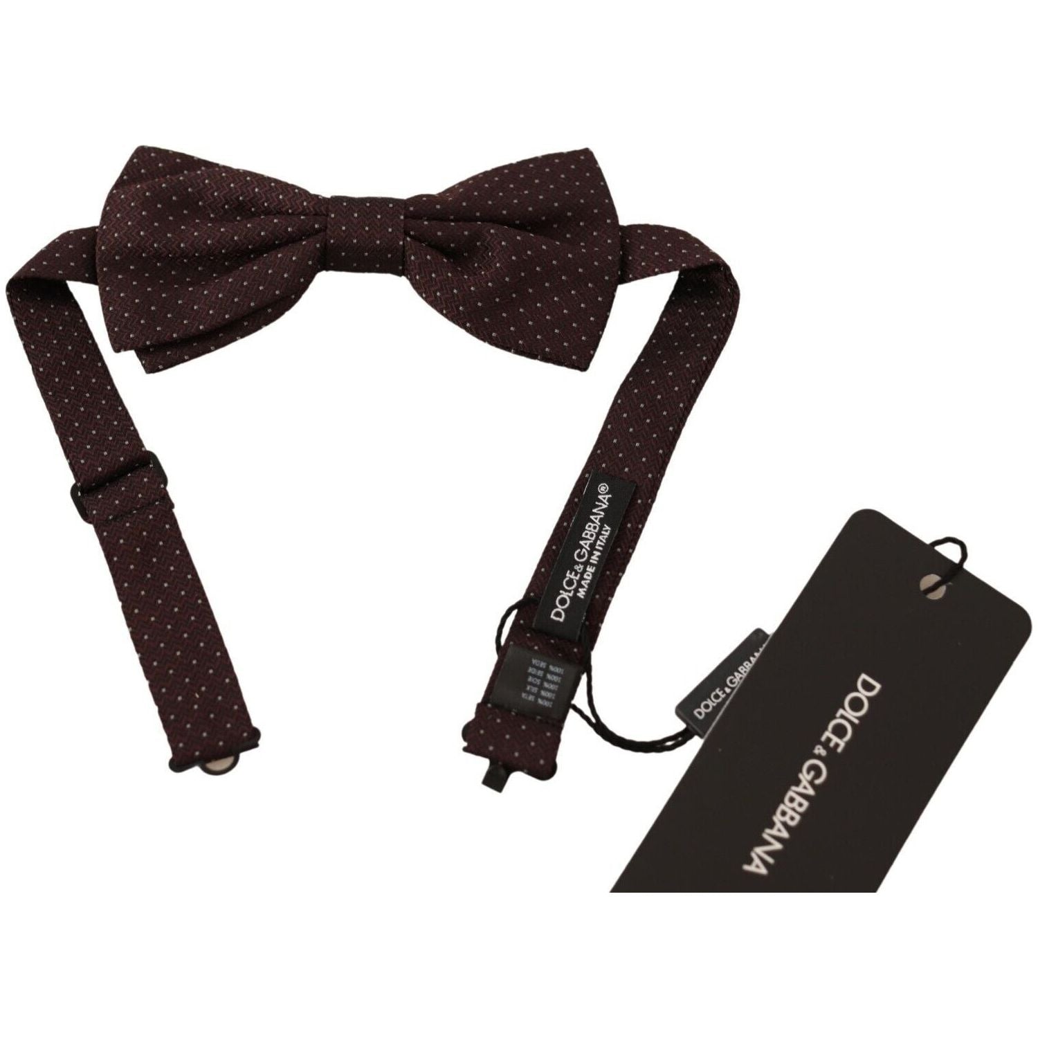 Dolce & Gabbana | Brown Dotted Silk Adjustable Neck Papillon Bow Tie Necktie | McRichard Designer Brands