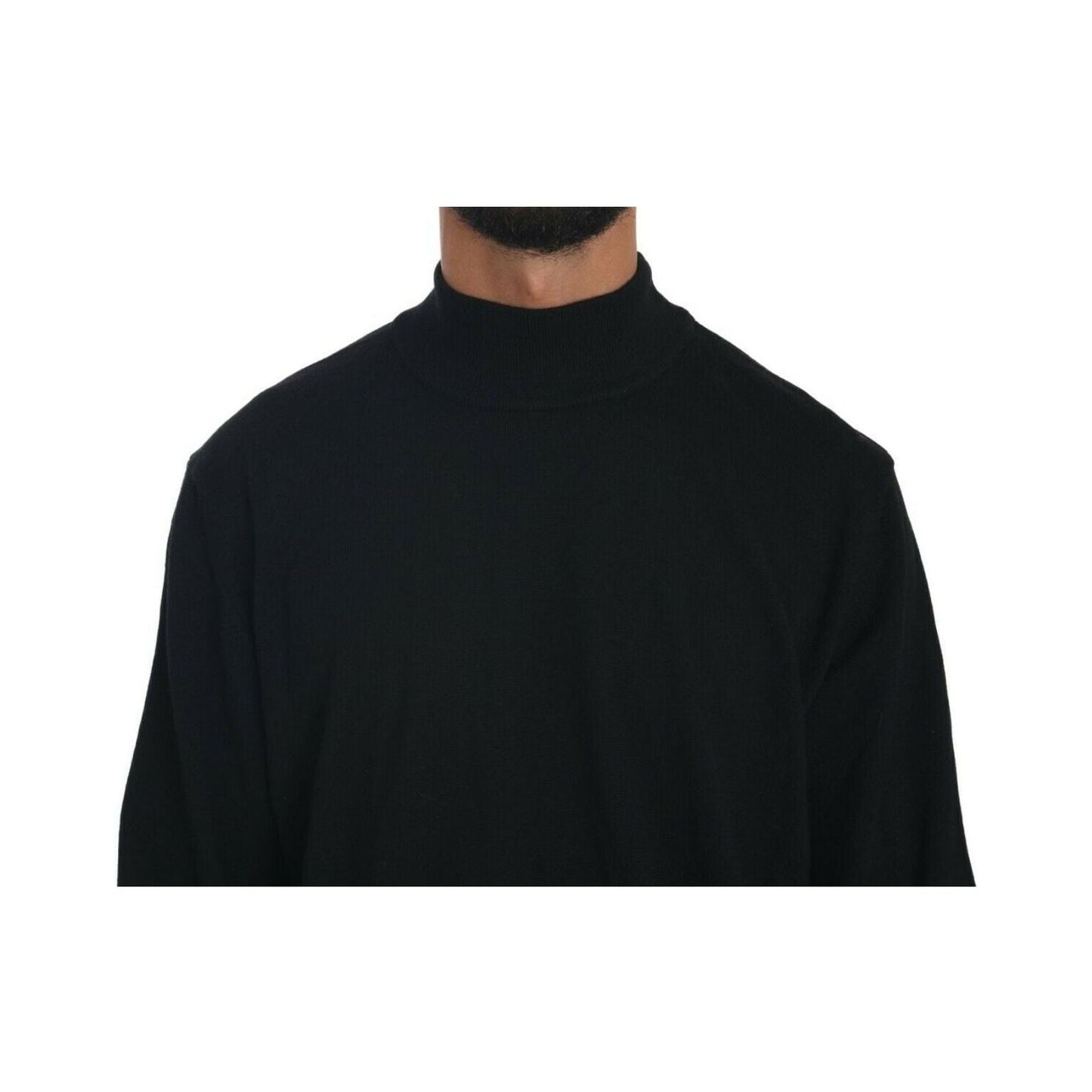 MILA SCHÖN | Black Turtle Neck Pullover Top Virgin Wool Sweater  | McRichard Designer Brands