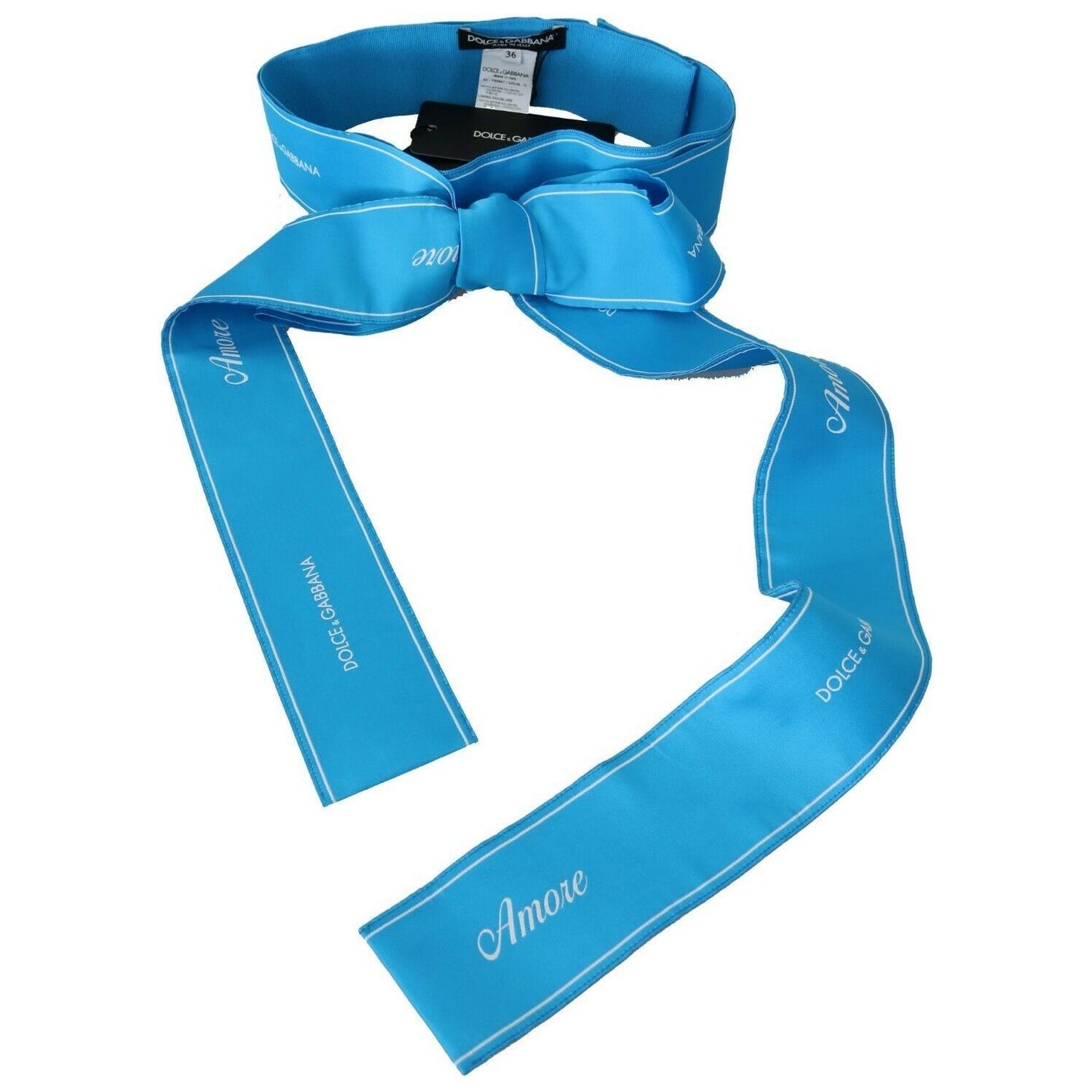 Dolce & Gabbana | Blue Waist Ribbon Wide Bow Belt WOMAN BELTS | McRichard Designer Brands