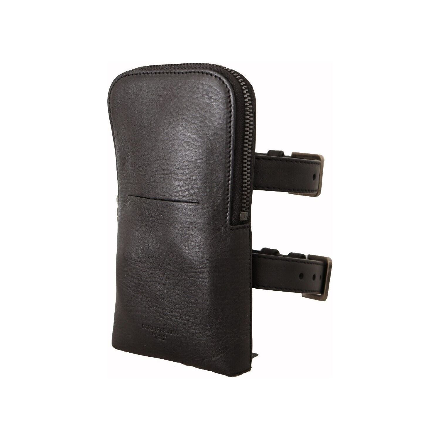 Dolce & Gabbana | Black Leather Purse Double Belt Strap Multi Kit Wallet | McRichard Designer Brands