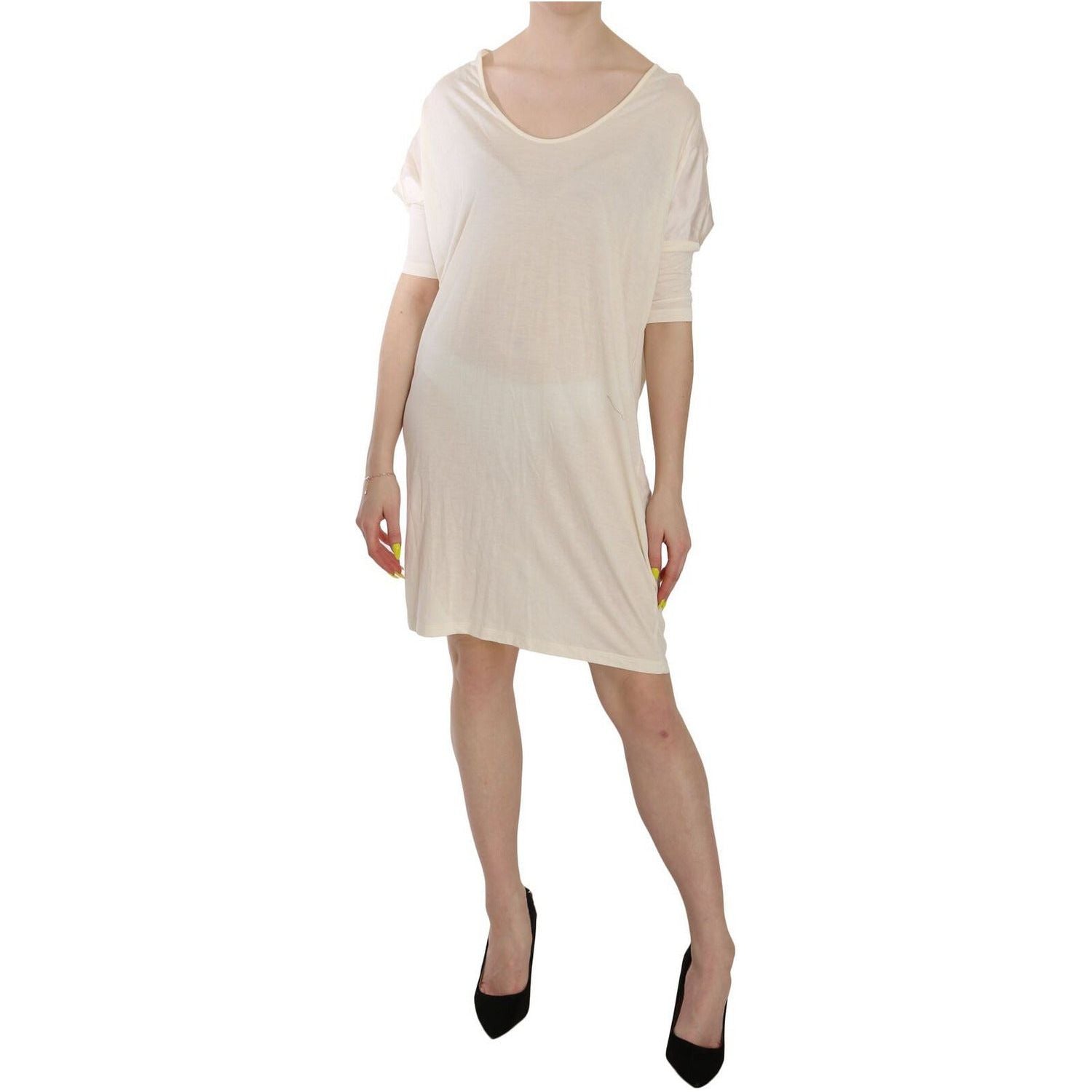 Costume National | Cream Round Neck Knee Length Dress WOMAN DRESSES | McRichard Designer Brands