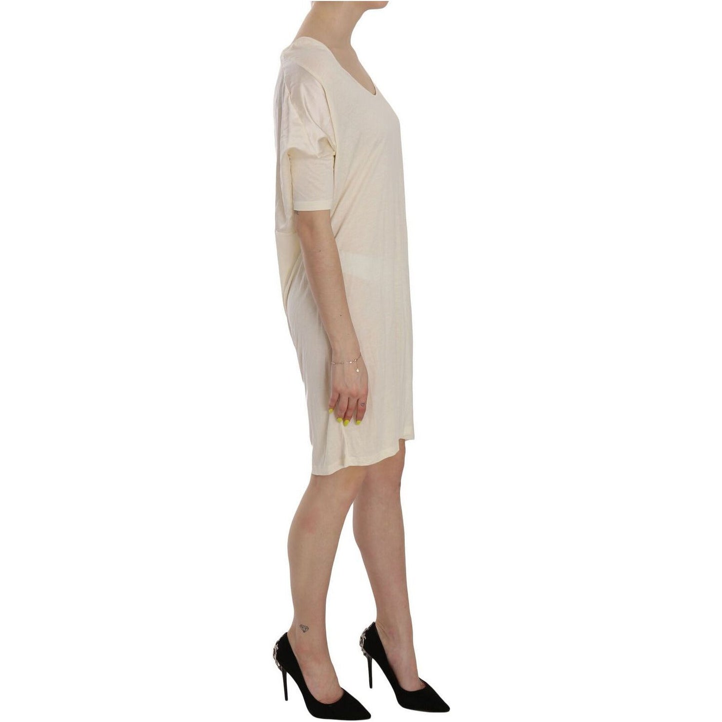 Costume National | Cream Round Neck Knee Length Dress WOMAN DRESSES | McRichard Designer Brands