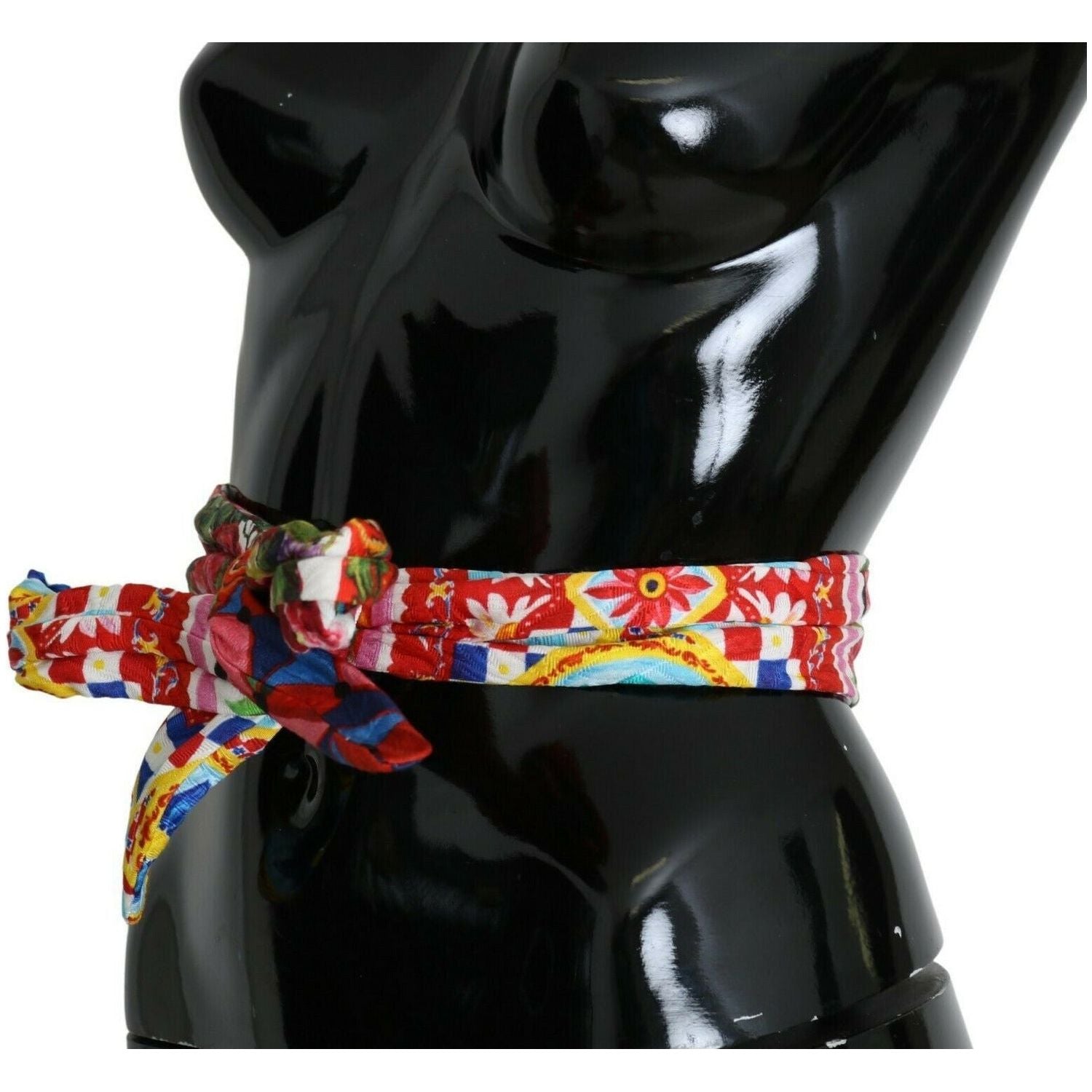 Dolce & Gabbana | Multicolor Silk Cotton Carretto Rose Pattern Wrap Belt WOMAN BELTS | McRichard Designer Brands