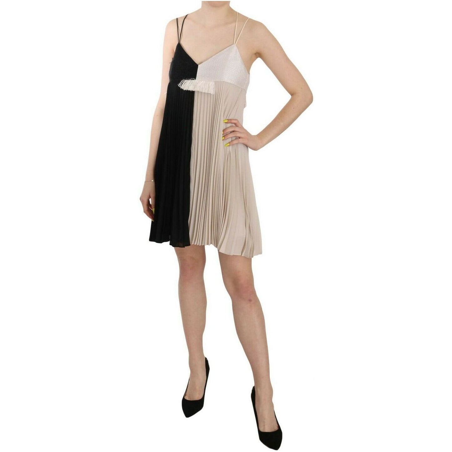 PINKO | Black and White Mini Sleeve less A-line Princess Dress WOMAN DRESSES | McRichard Designer Brands