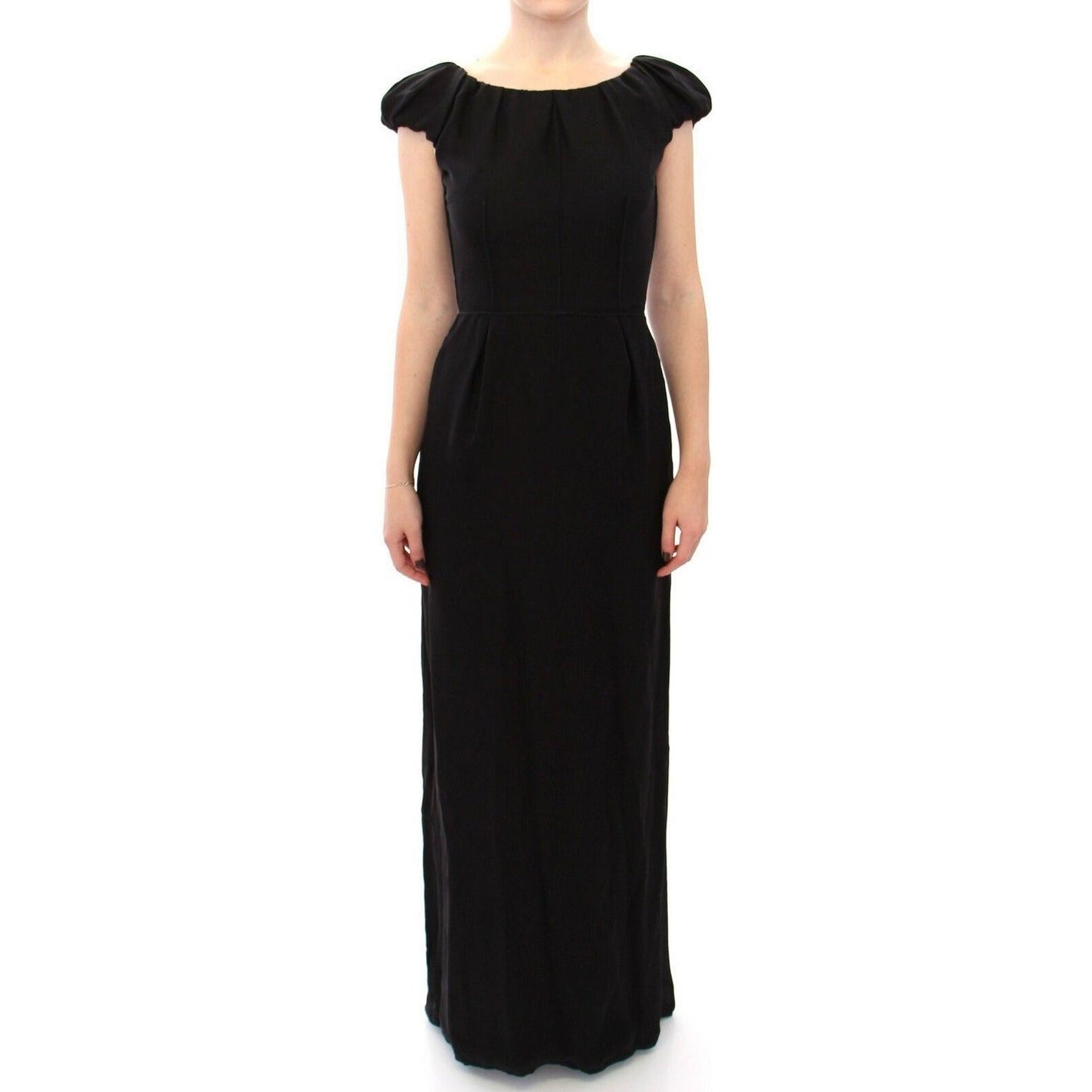 Dolce & Gabbana | Black Silk Shortsleeve Gown Maxi IT Dress WOMAN DRESSES | McRichard Designer Brands