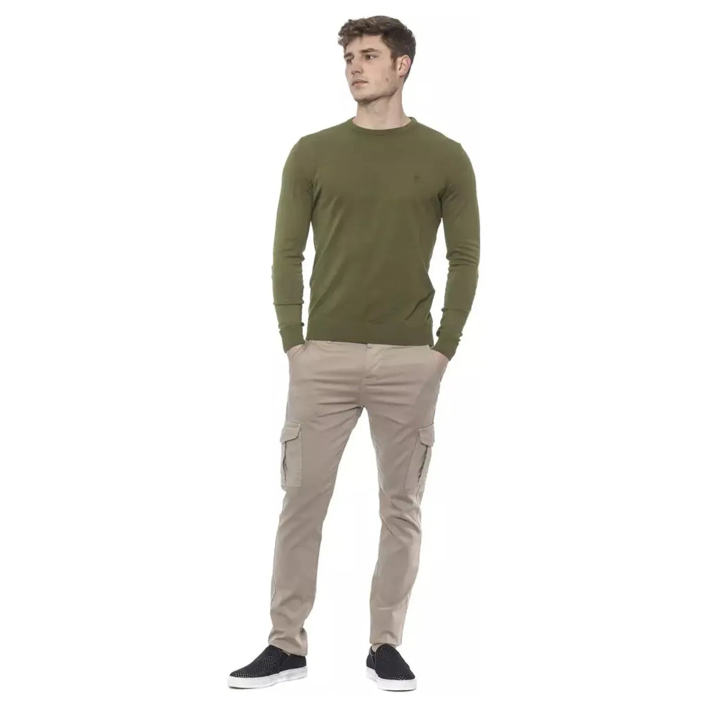 Conte of Florence | Green Cotton Sweater | McRichard Designer Brands