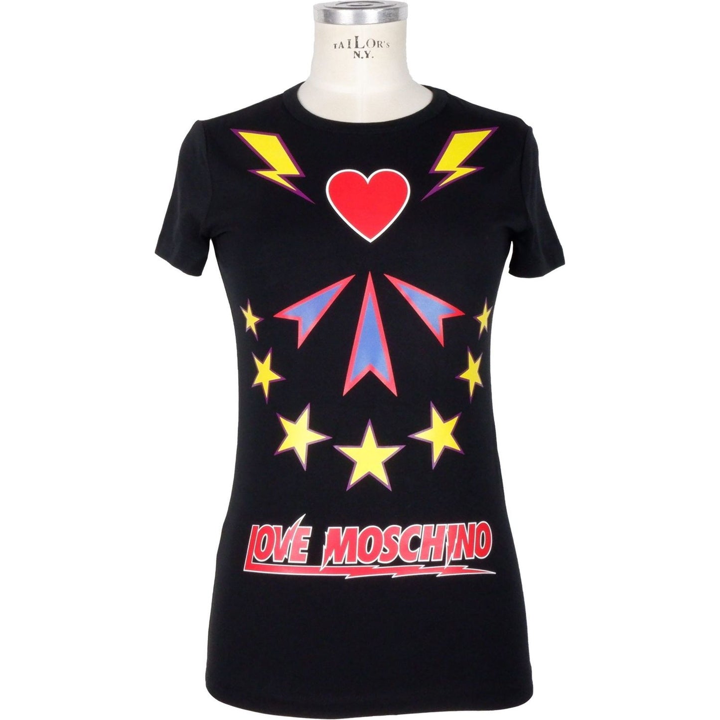 Love Moschino | Black Cotton Tops & T-Shirt  | McRichard Designer Brands